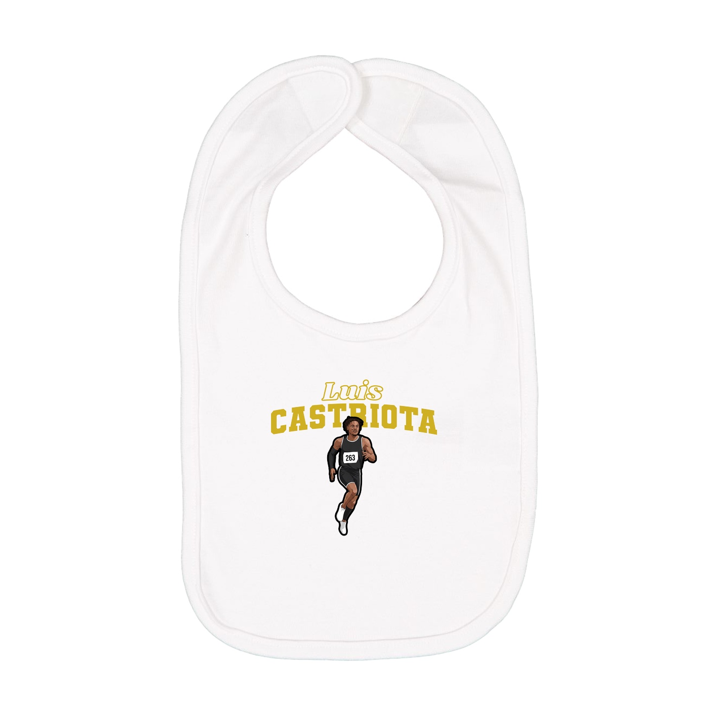 Infant Bib — Name Arch in White