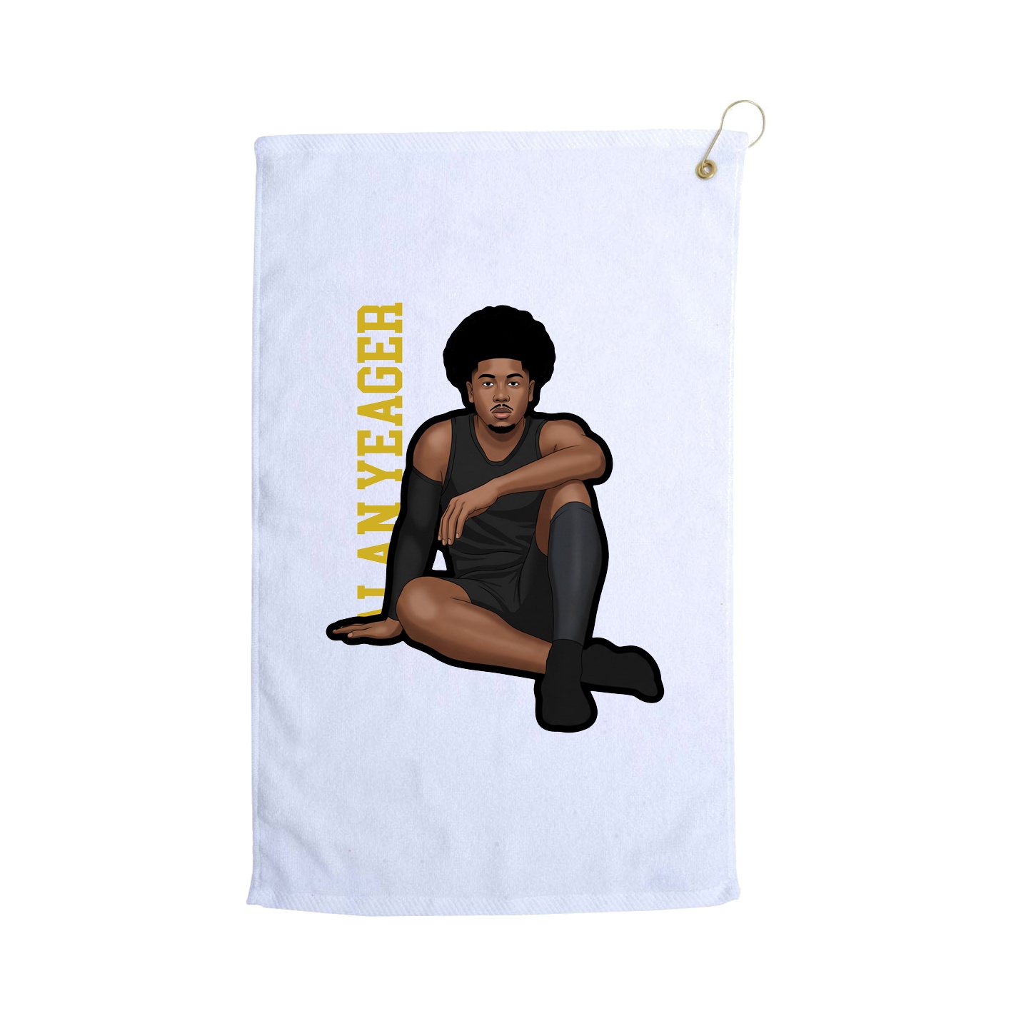 Golf Towel — Name Vertical in White