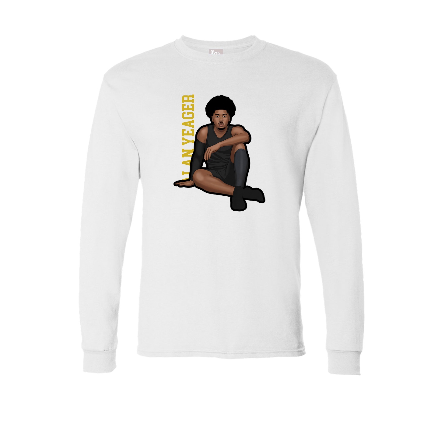 Long Sleeve Tee — Name Vertical in White