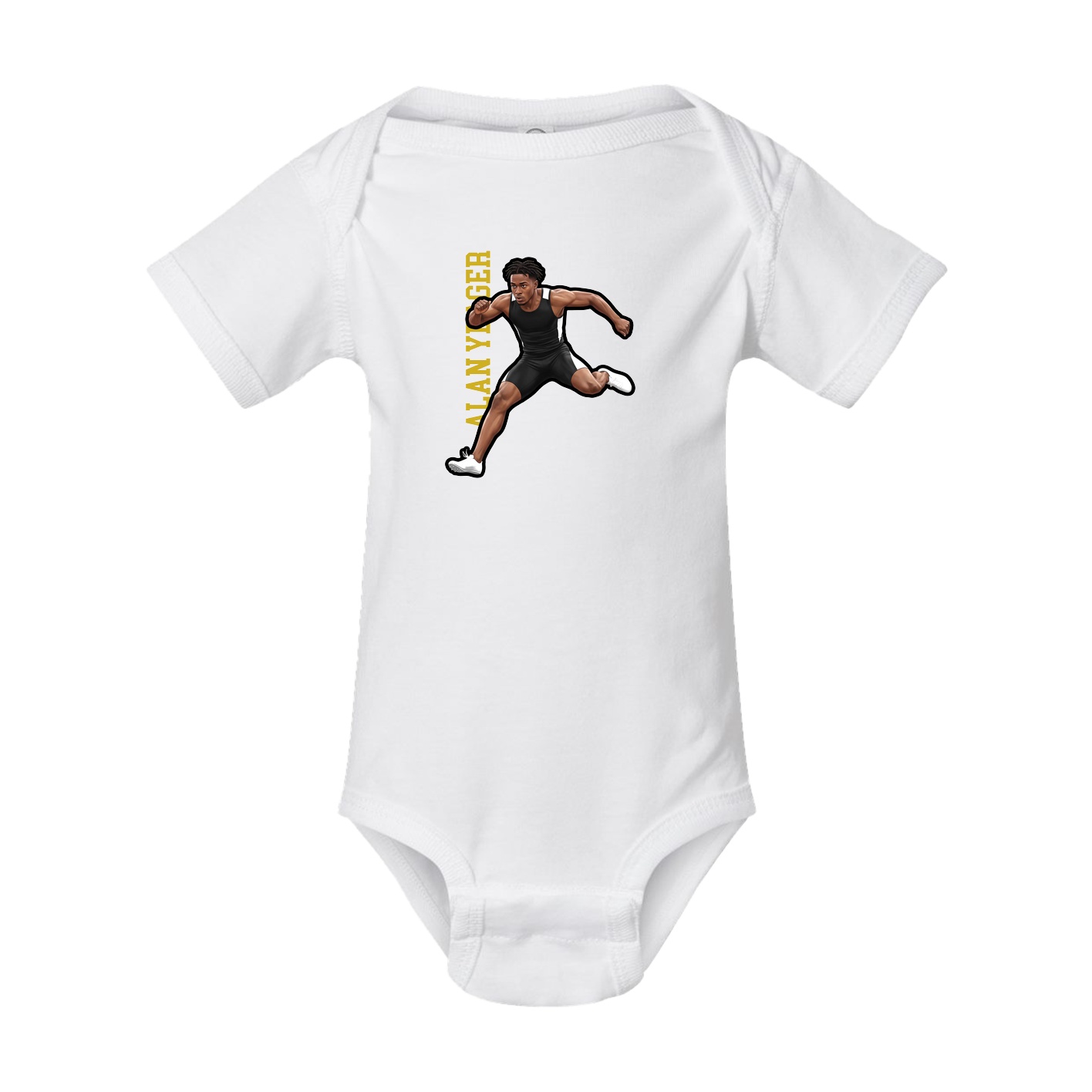 Baby Onesie — Name Vertical in White