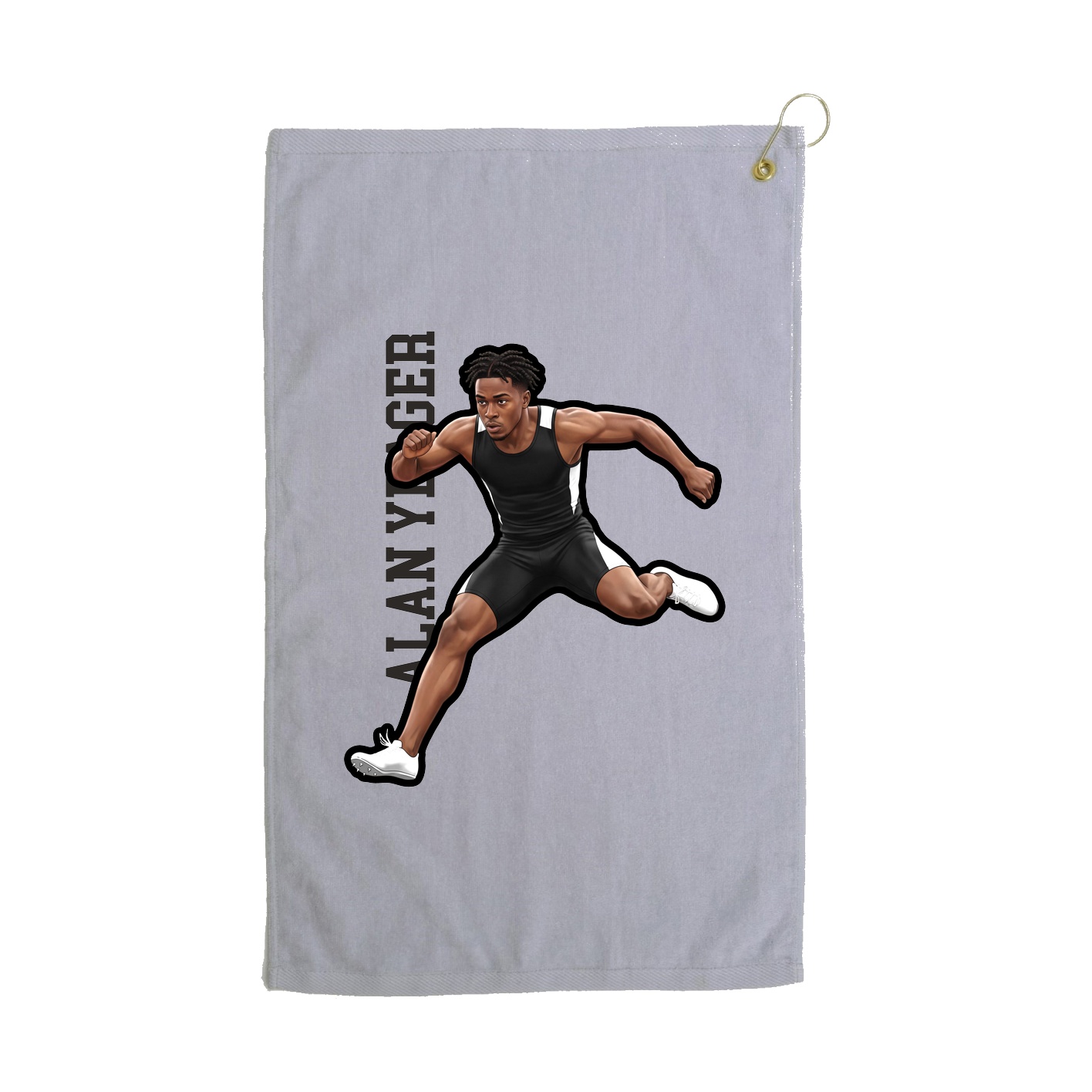 Golf Towel — Name Vertical in Grey