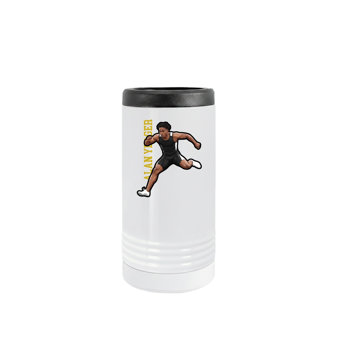 Slim Beverage Holder — Name Vertical in White