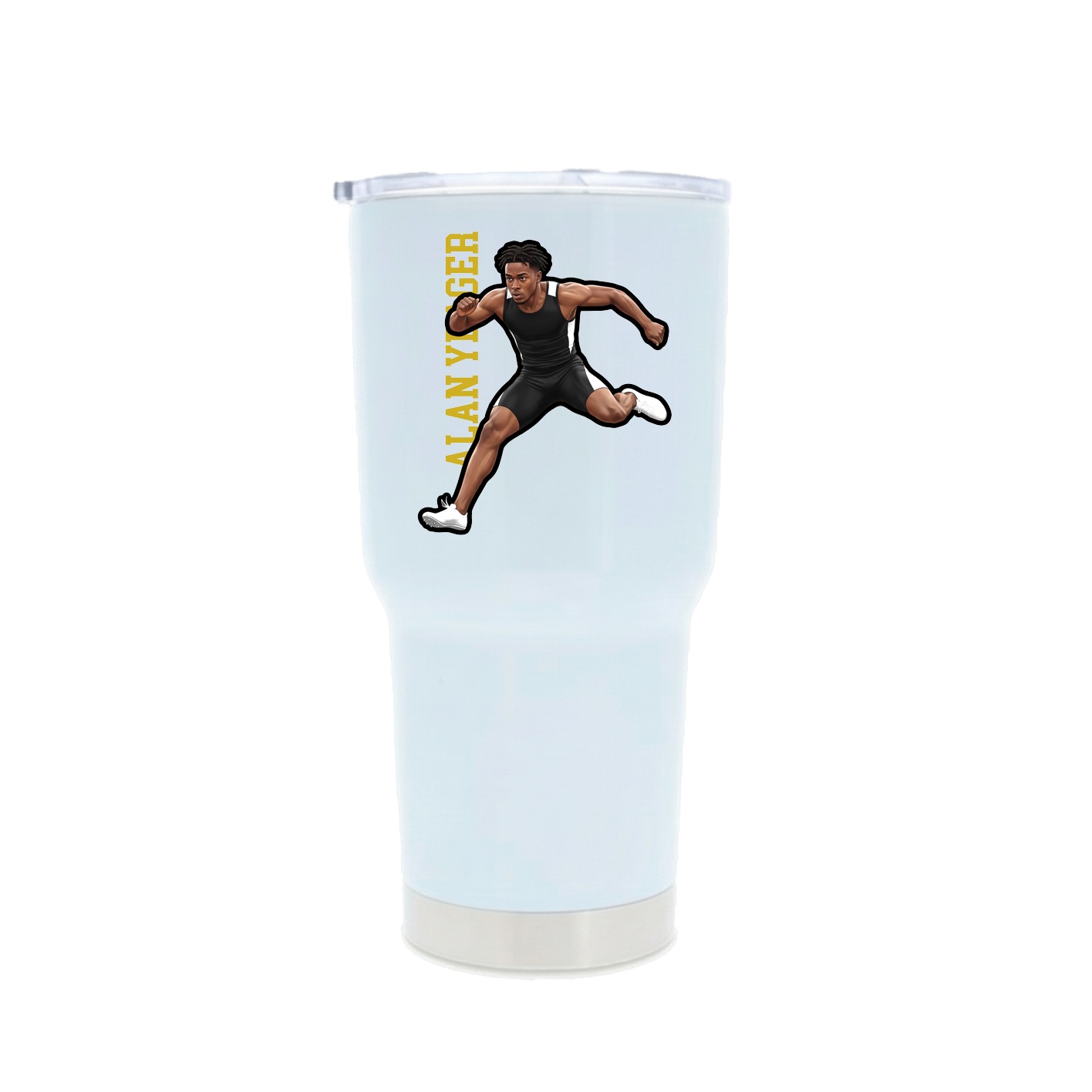 30oz Stainless Steel Tumbler — Name Vertical in White