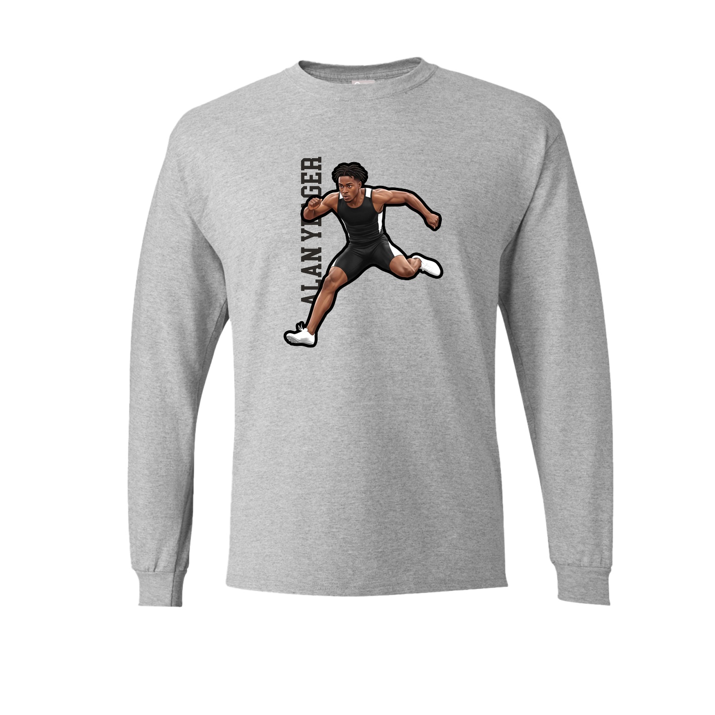 Long Sleeve Tee — Name Vertical in Grey