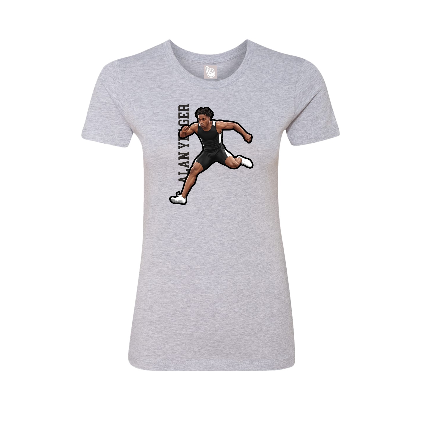 Fitted Women's Tee — Name Vertical in Grey
