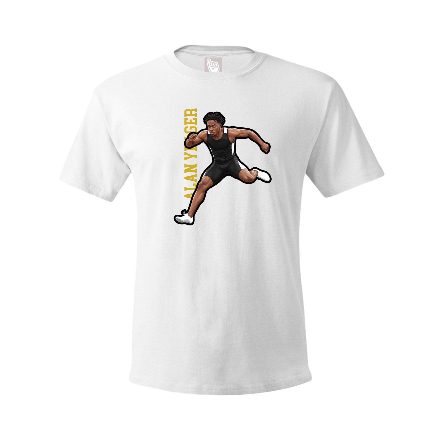 Youth Tee — Name Vertical in White