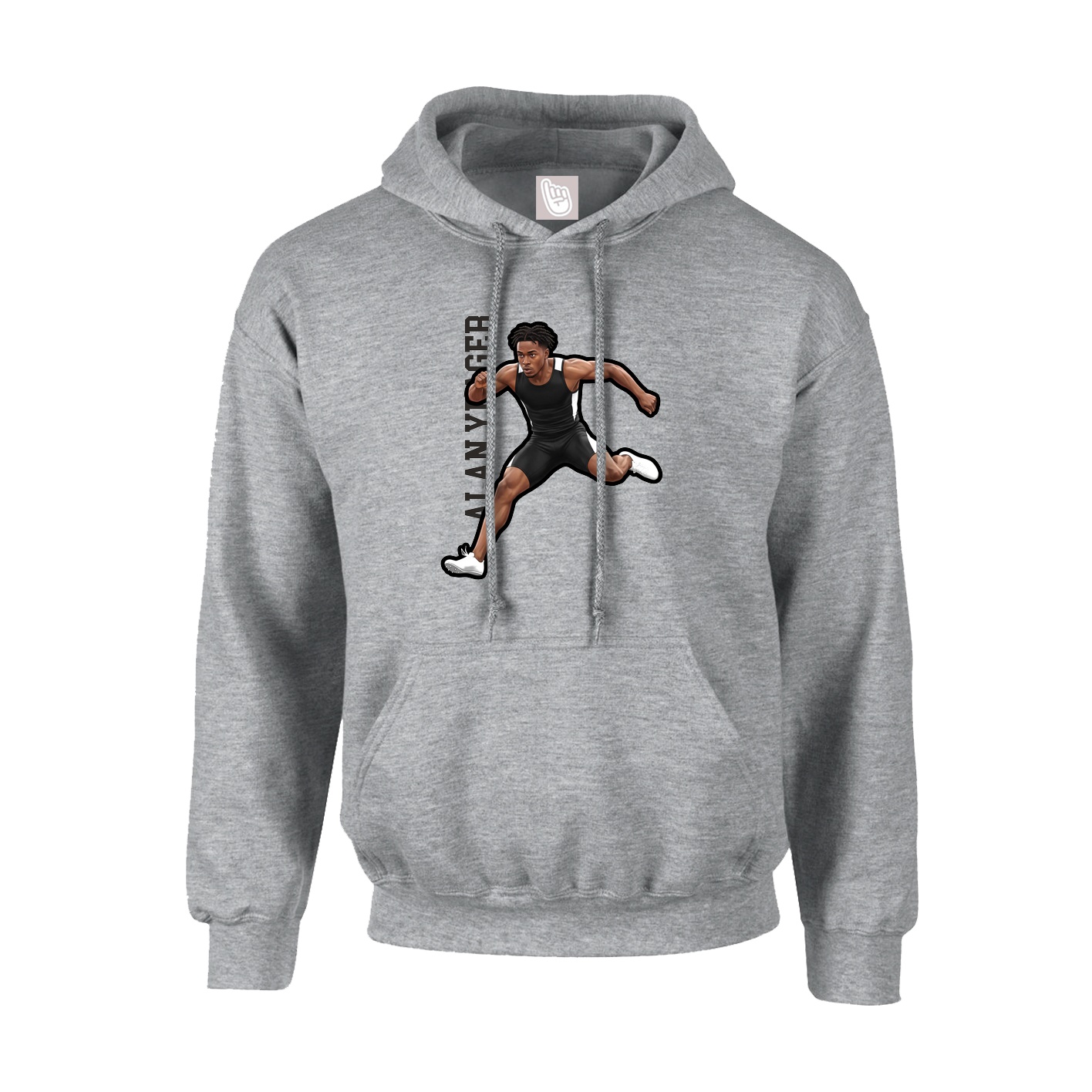 Youth Hoodie — Name Vertical in Grey