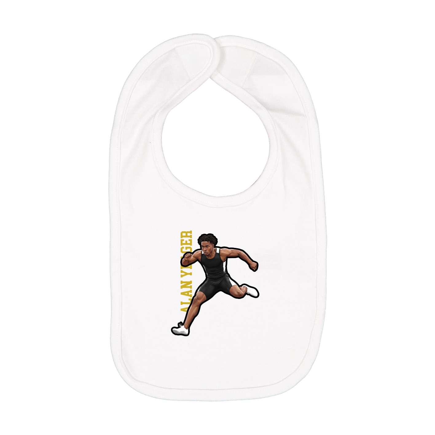 Infant Bib — Name Vertical in White