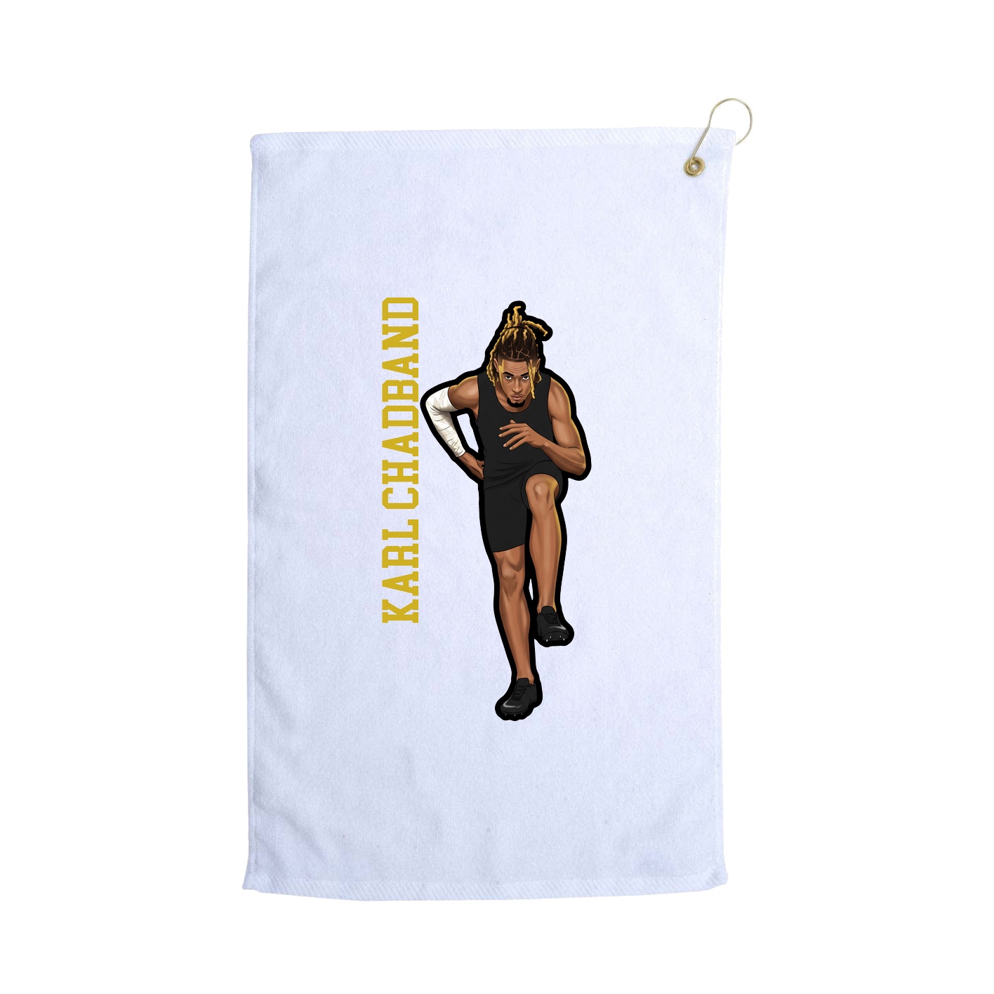 Golf Towel — Name Vertical in White