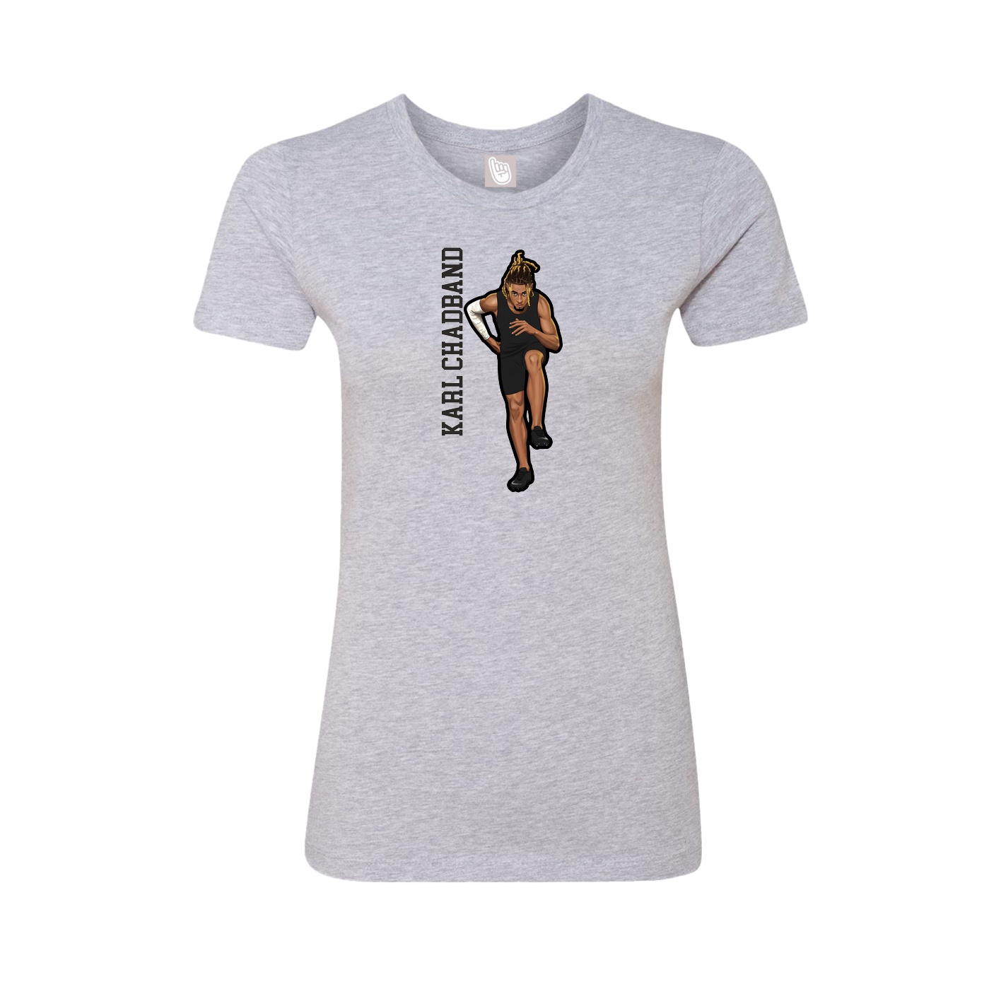 Fitted Women's Tee — Name Vertical in Grey