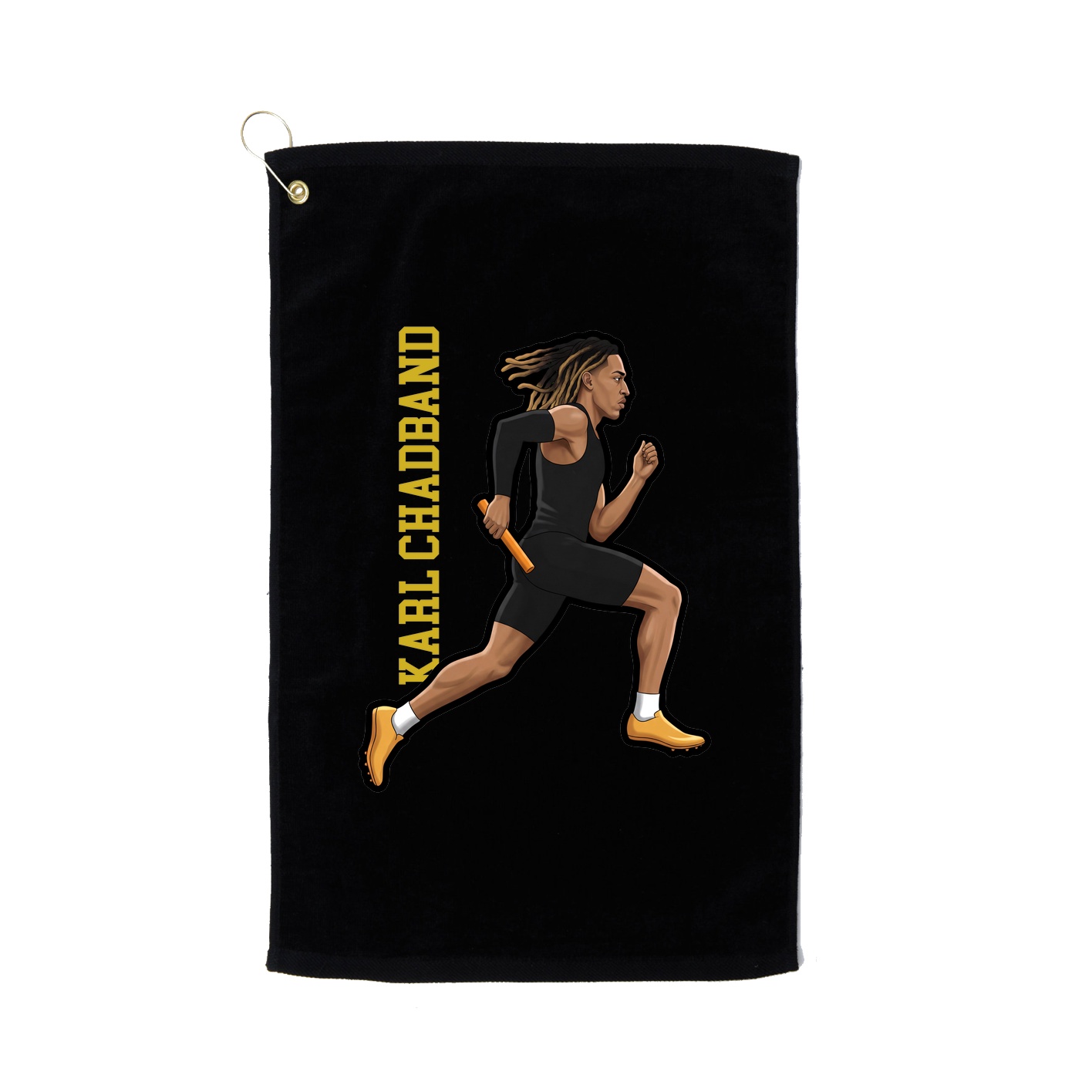 Golf Towel — Name Vertical in Black