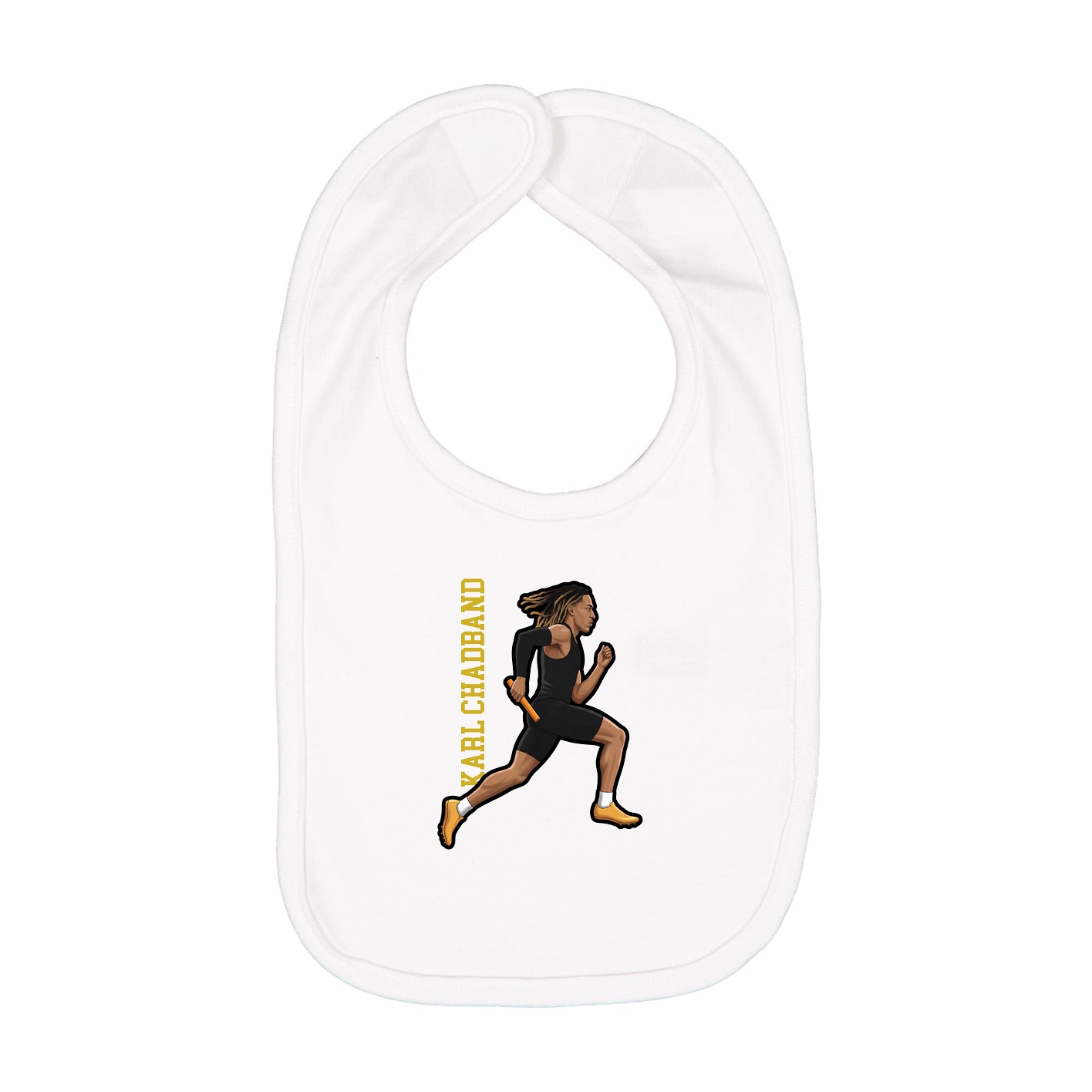Infant Bib — Name Vertical in White