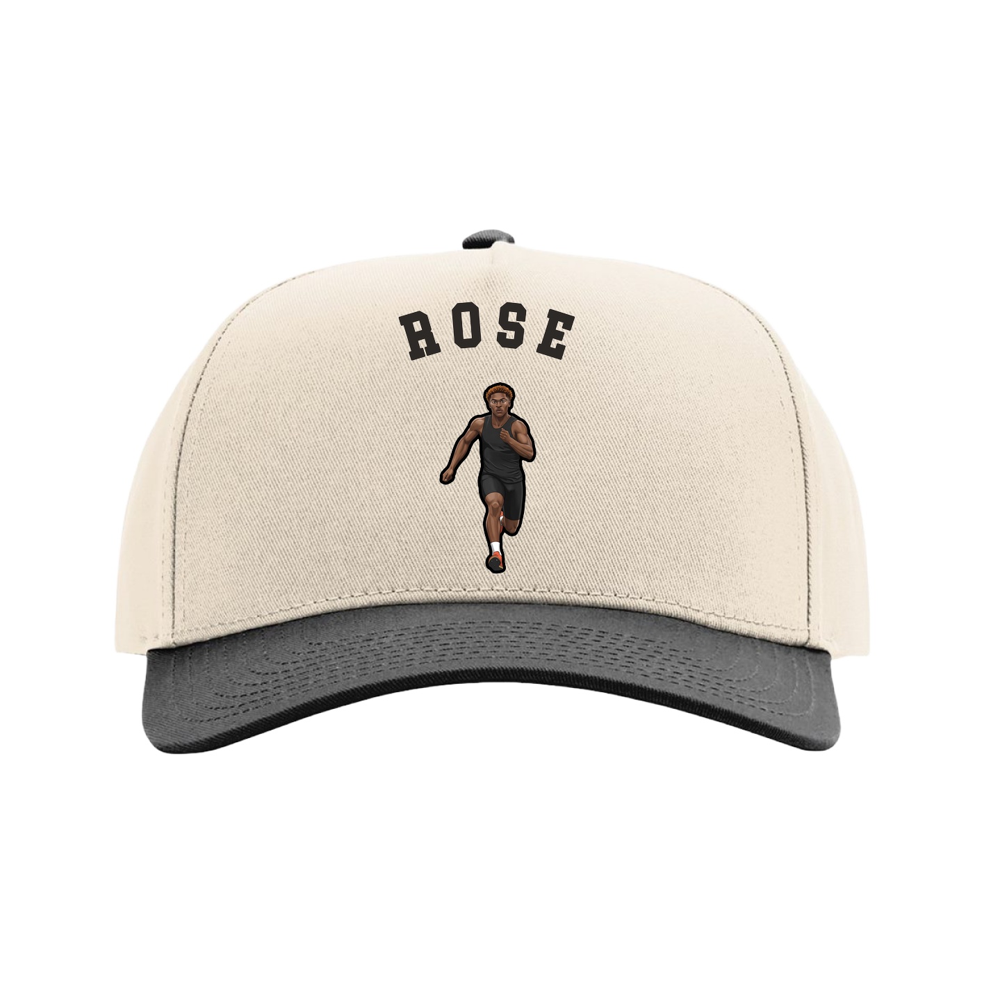 Full Fabric Five-Panel Champ Cap — Shirsey Arch in Cream/Black