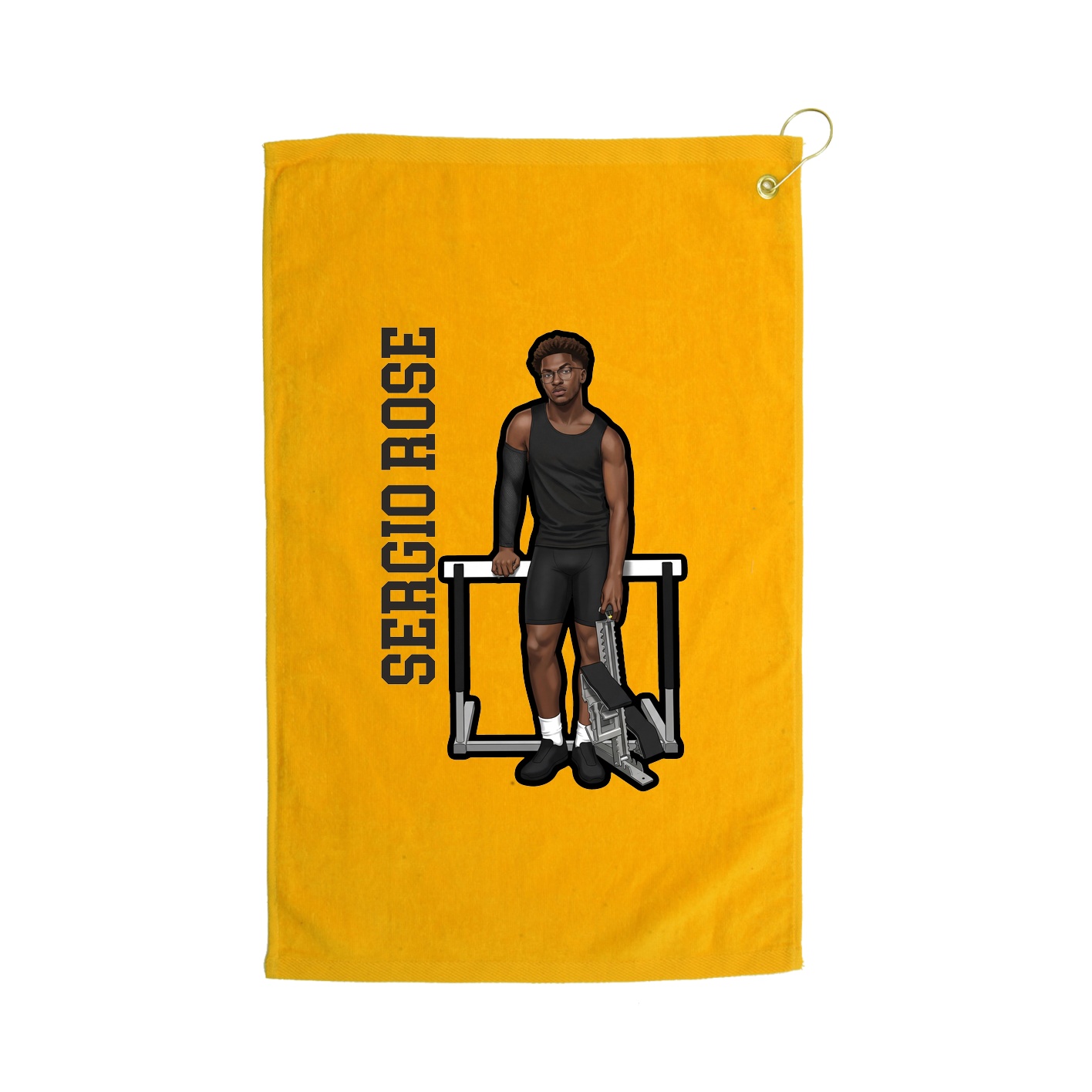 Golf Towel — Name Vertical in Gold