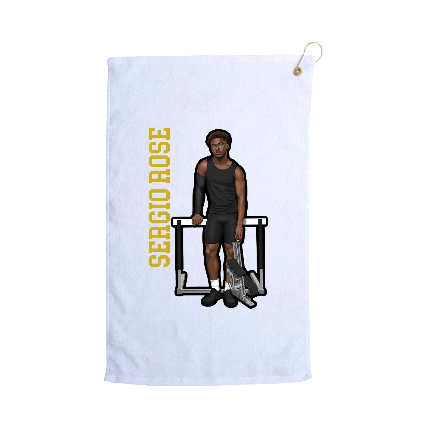 Golf Towel — Name Vertical in White