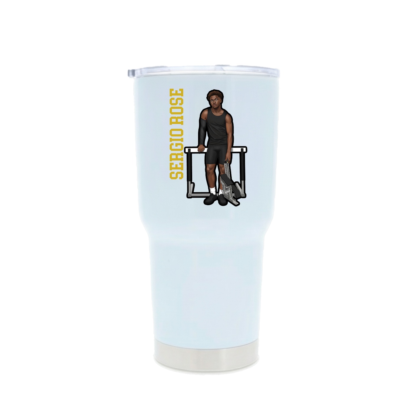 30oz Stainless Steel Tumbler — Name Vertical in White