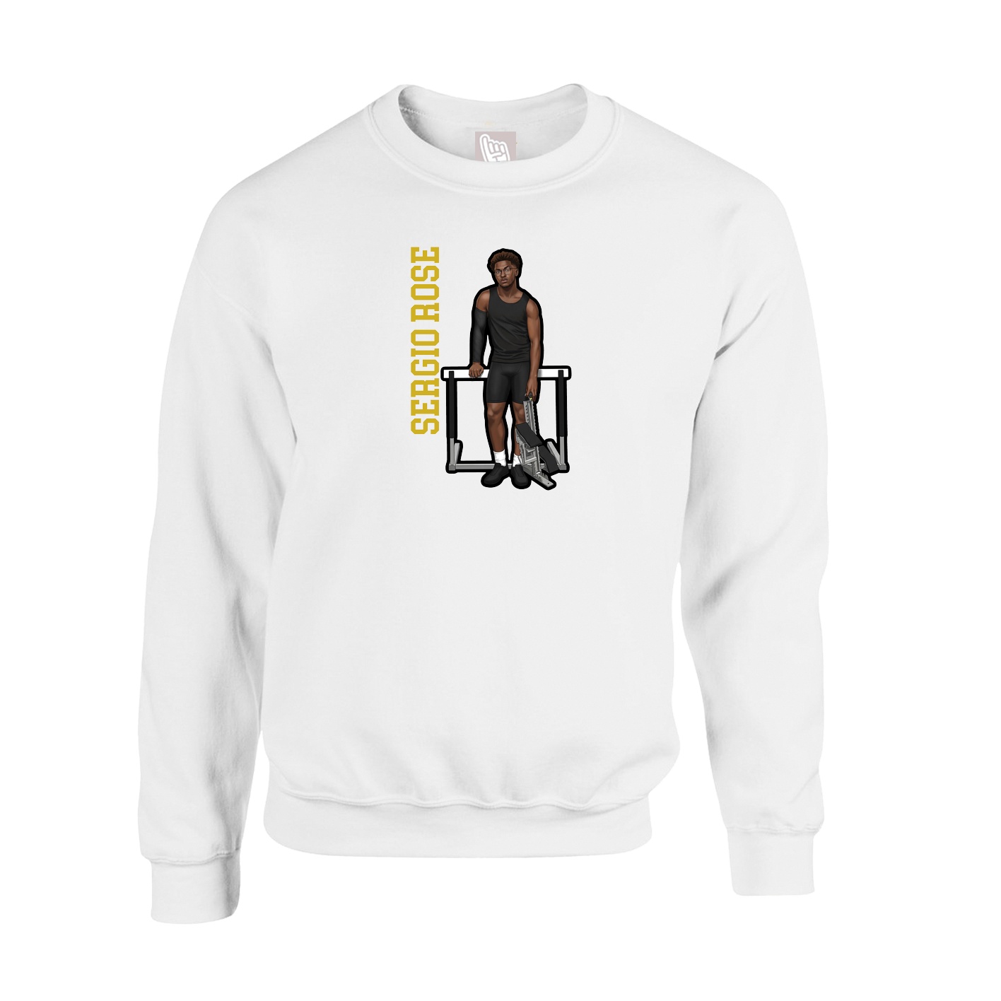 Fleece Crew — Name Vertical in White