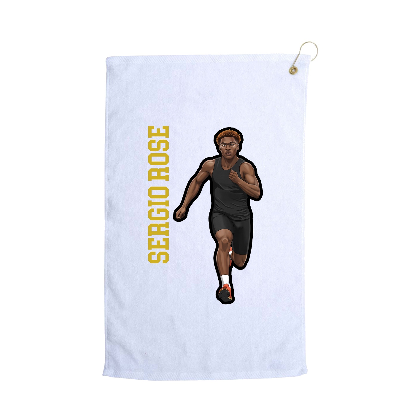 Golf Towel — Name Vertical in White