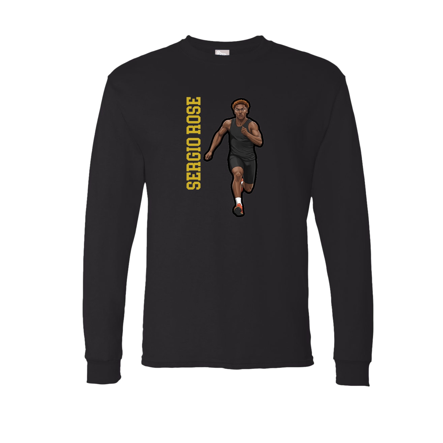 Long Sleeve Tee — Name Vertical in Black