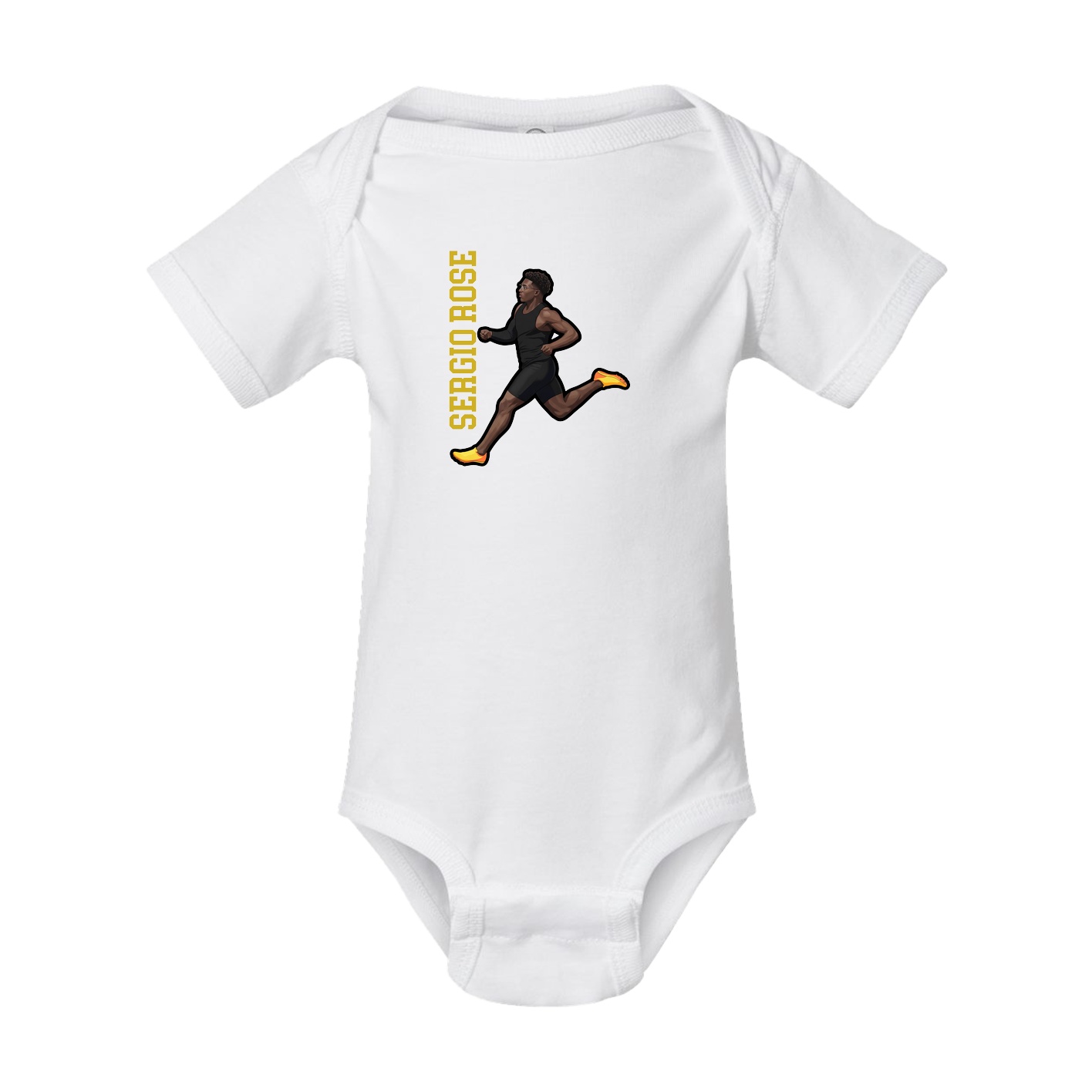 Baby Onesie — Name Vertical in White