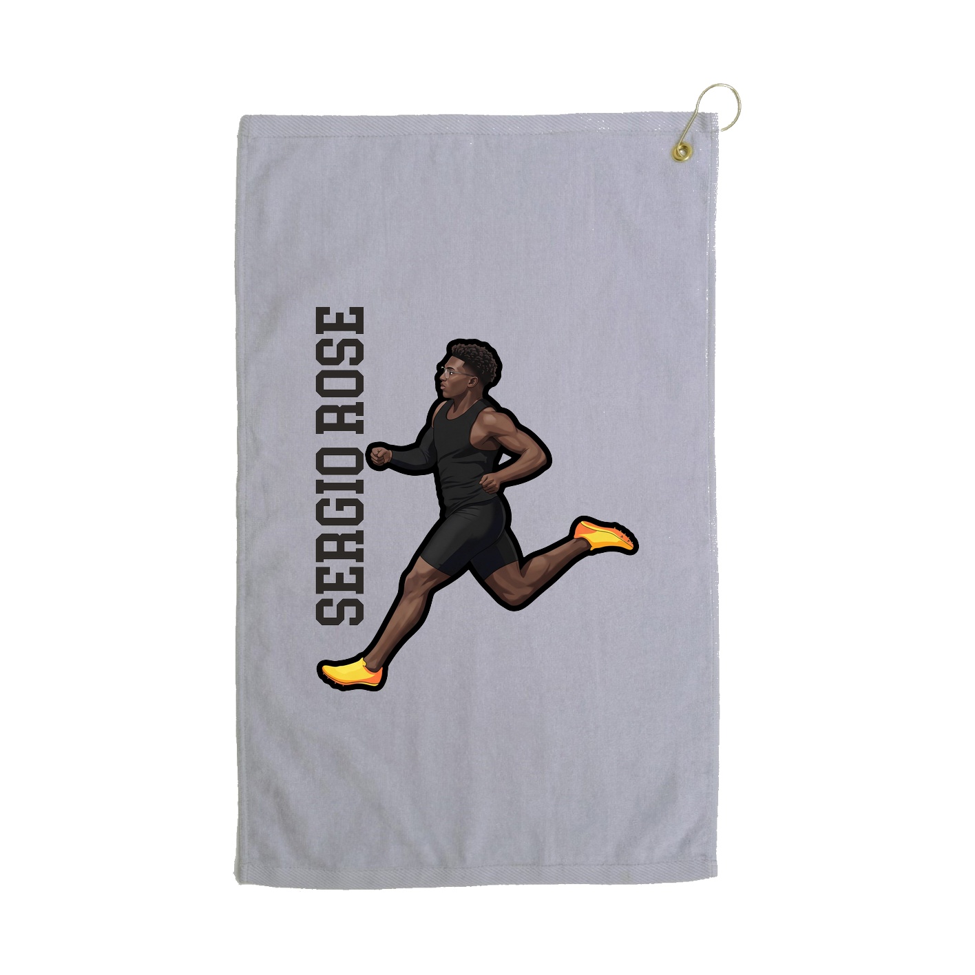 Golf Towel — Name Vertical in Grey