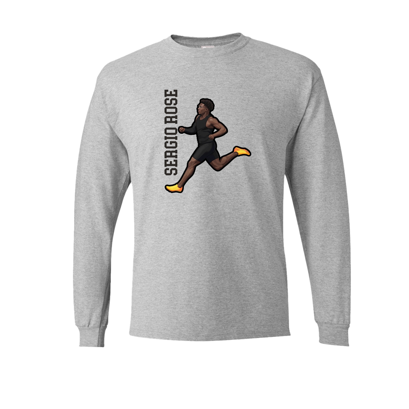 Long Sleeve Tee — Name Vertical in Grey