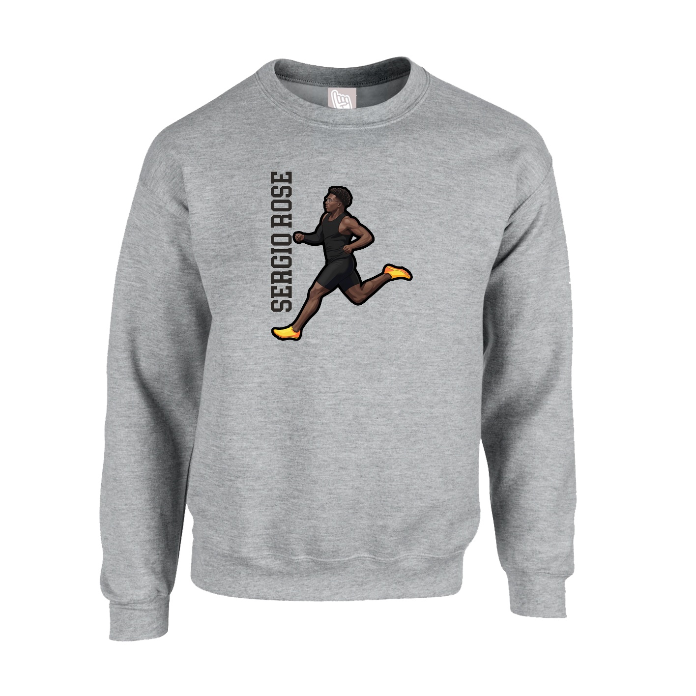 Fleece Crew — Name Vertical in Grey