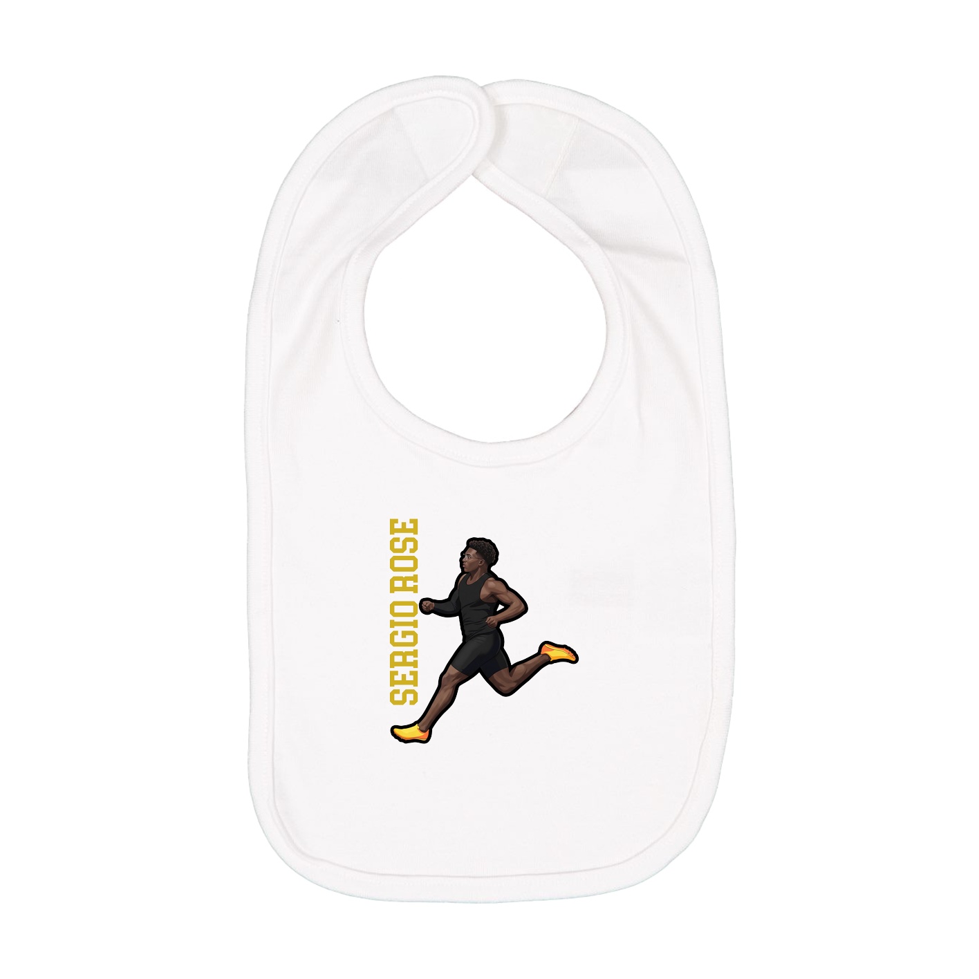 Infant Bib — Name Vertical in White