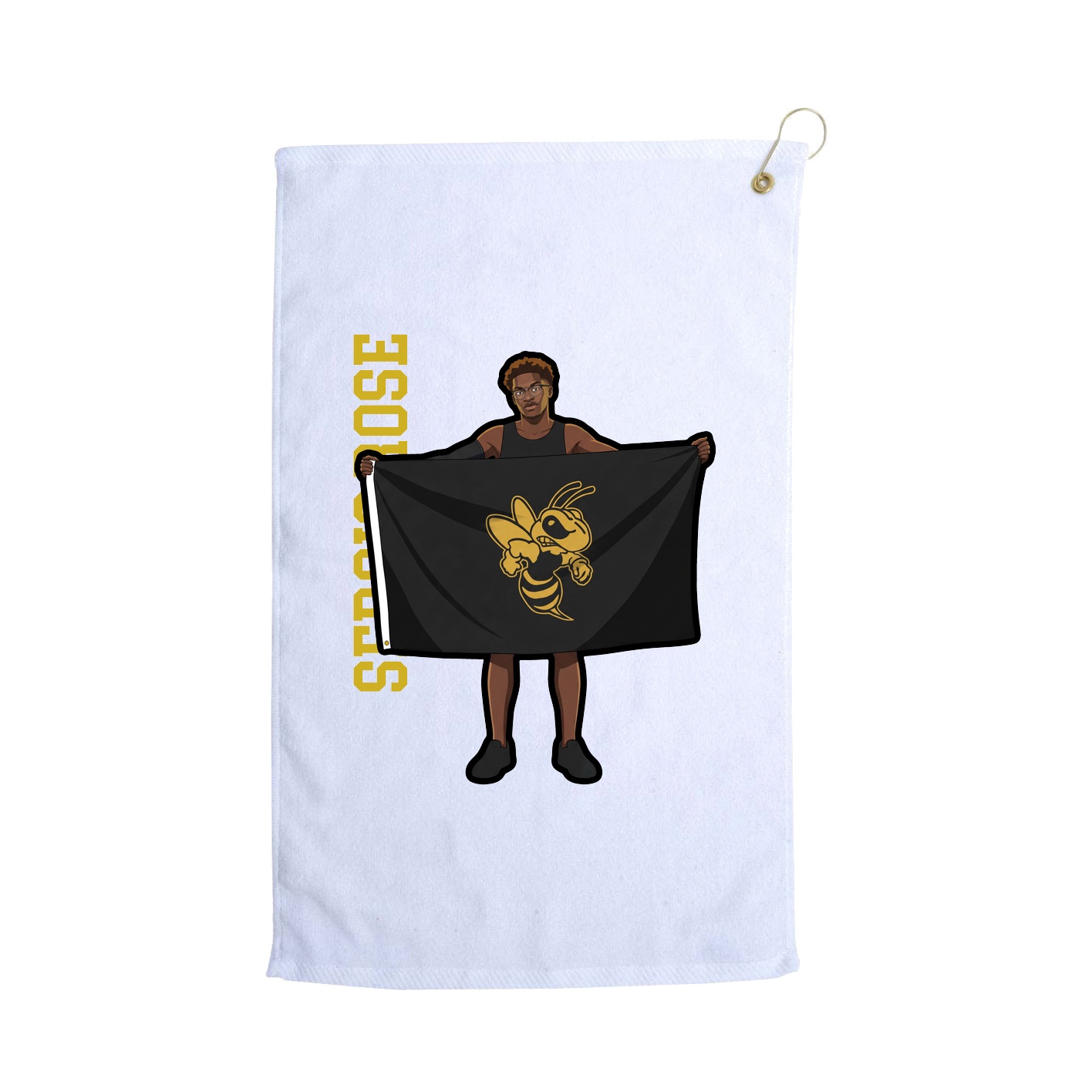 Golf Towel — Name Vertical in White