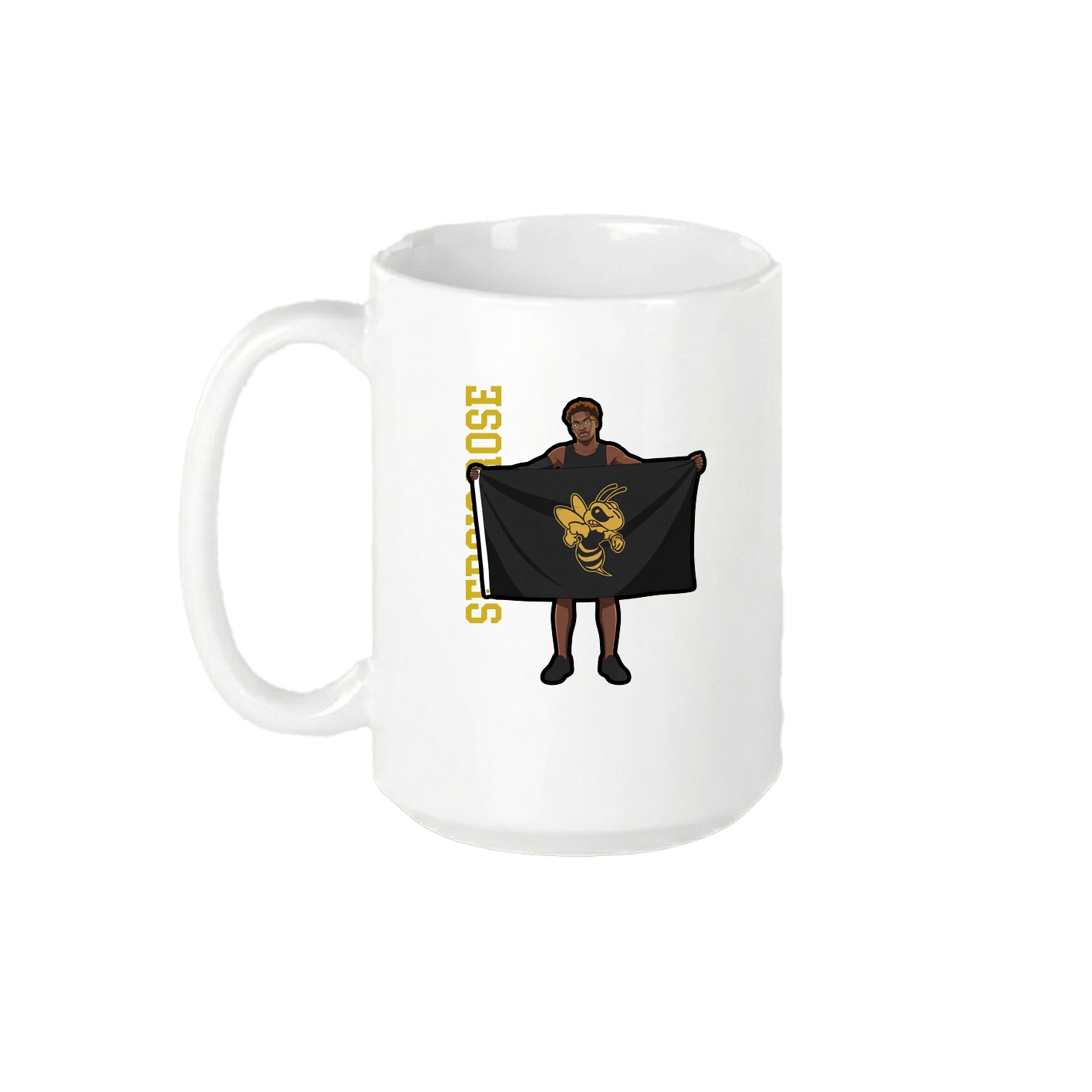 15oz Coffee Mug — Name Vertical in White