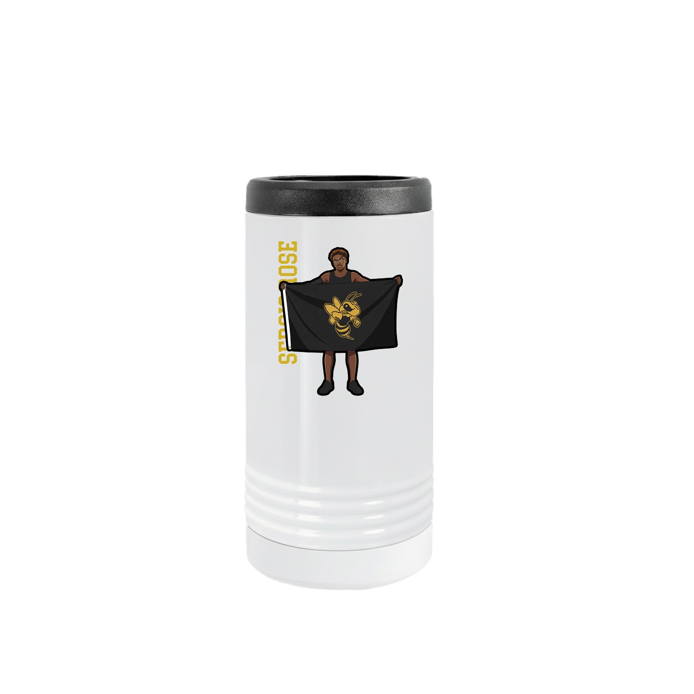 Slim Beverage Holder — Name Vertical in White