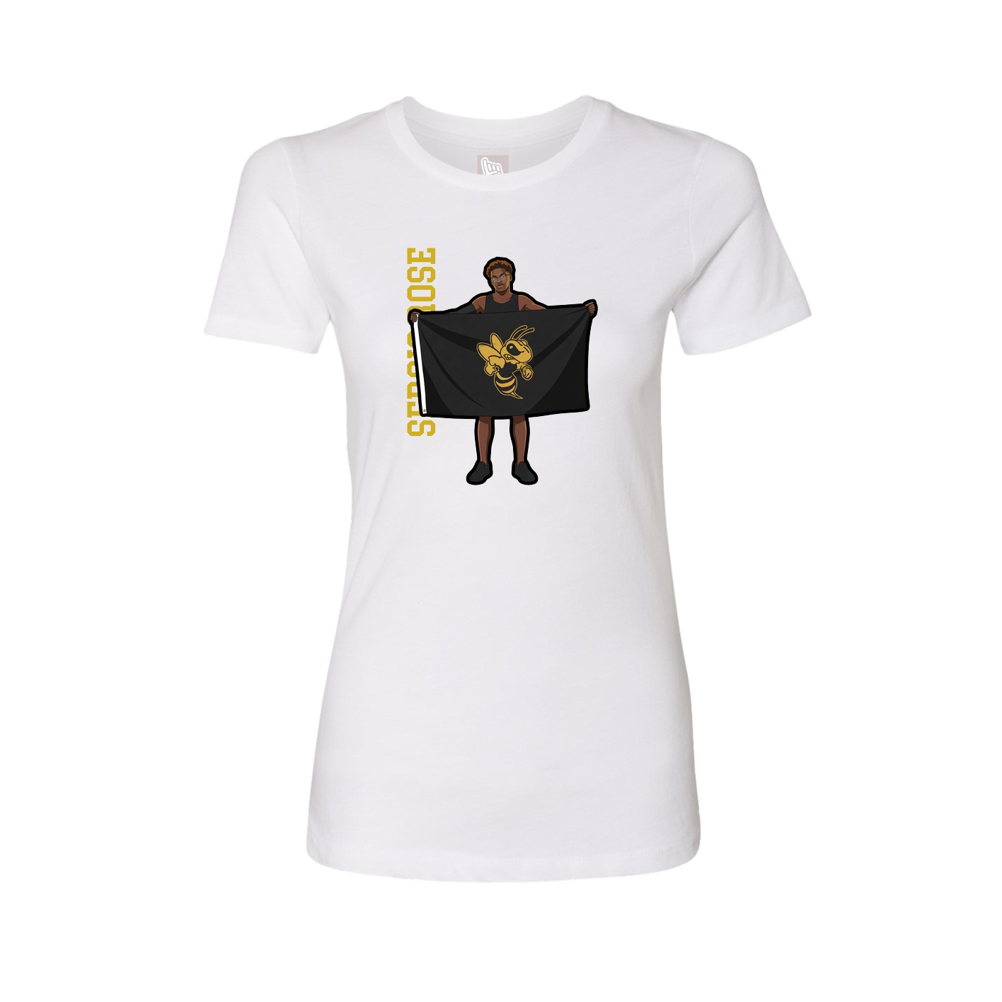 Fitted Women's Tee — Name Vertical in White