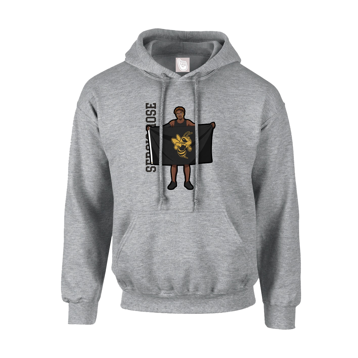 Hoodie — Name Vertical in Grey