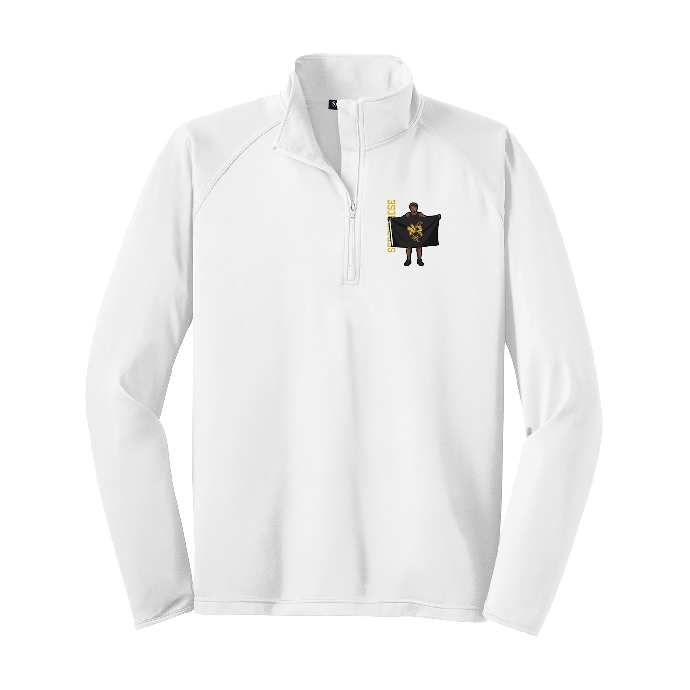 Q-Zip Pullover — Name Vertical in White