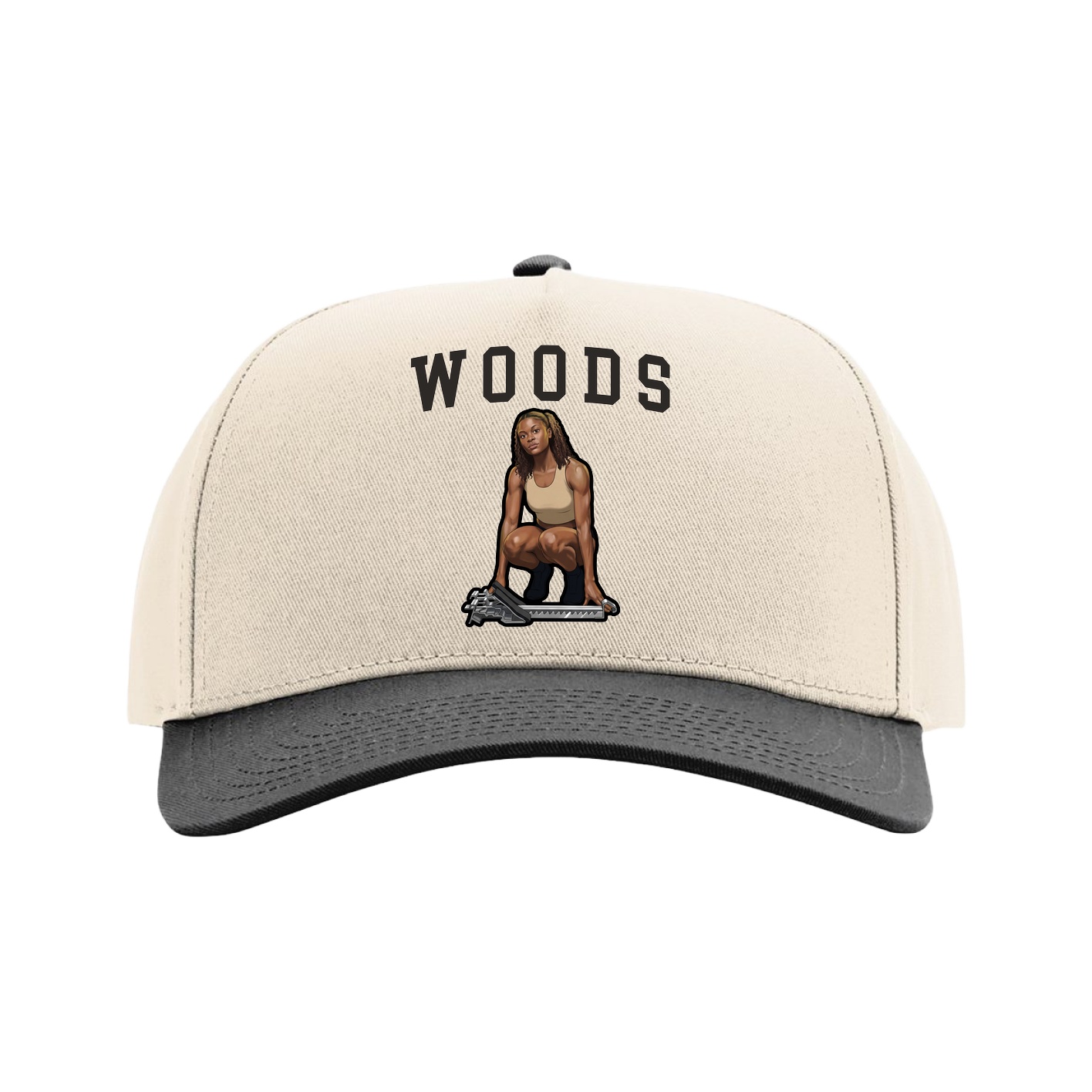 Full Fabric Five-Panel Champ Cap — Shirsey in Cream/Black