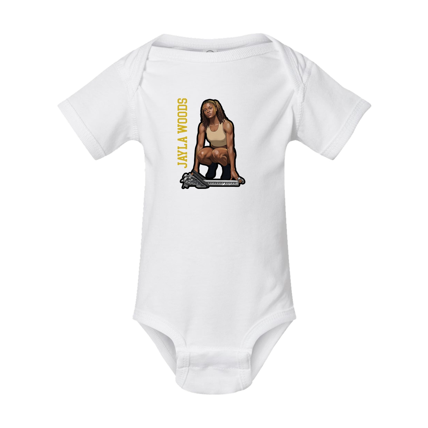 Baby Onesie — Name Vertical in White