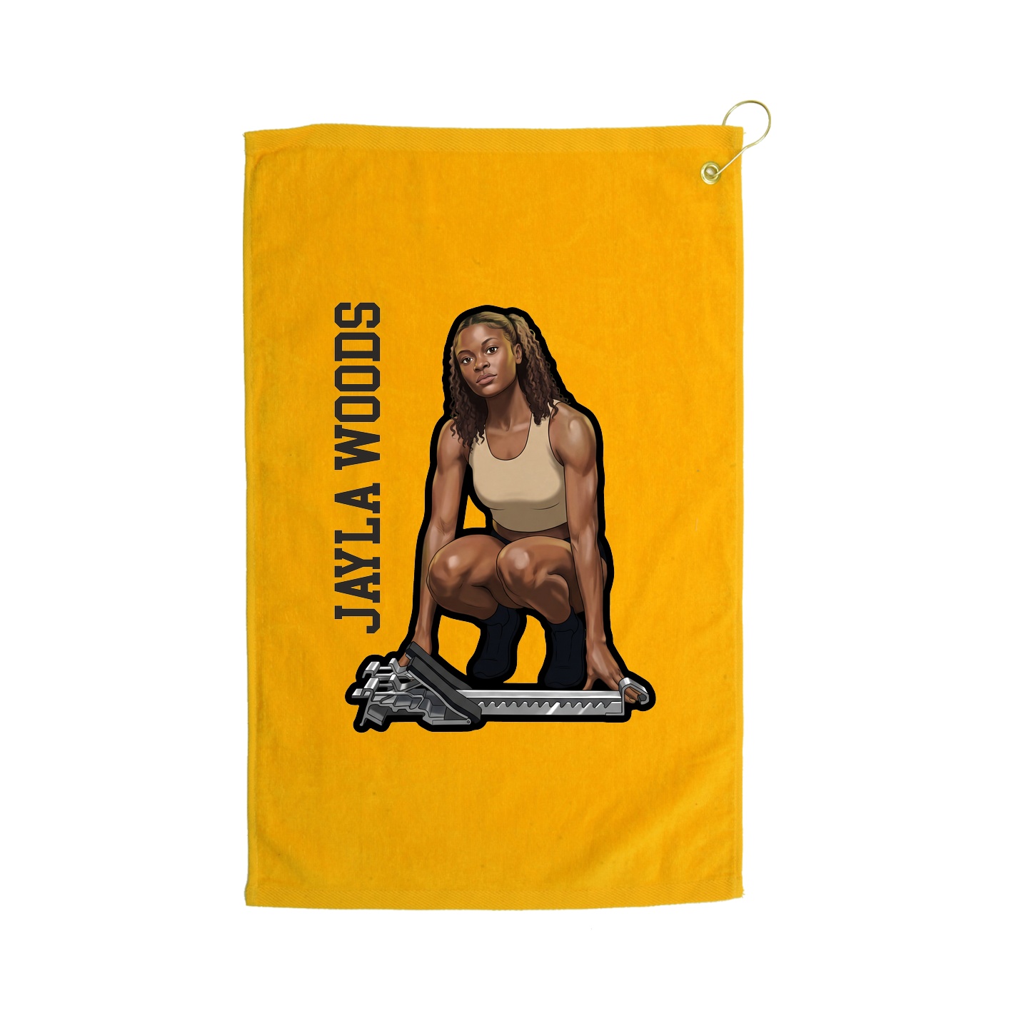 Golf Towel — Name Vertical in Gold