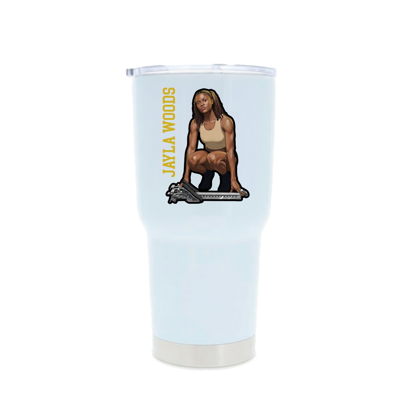 30oz Stainless Steel Tumbler — Name Vertical in White