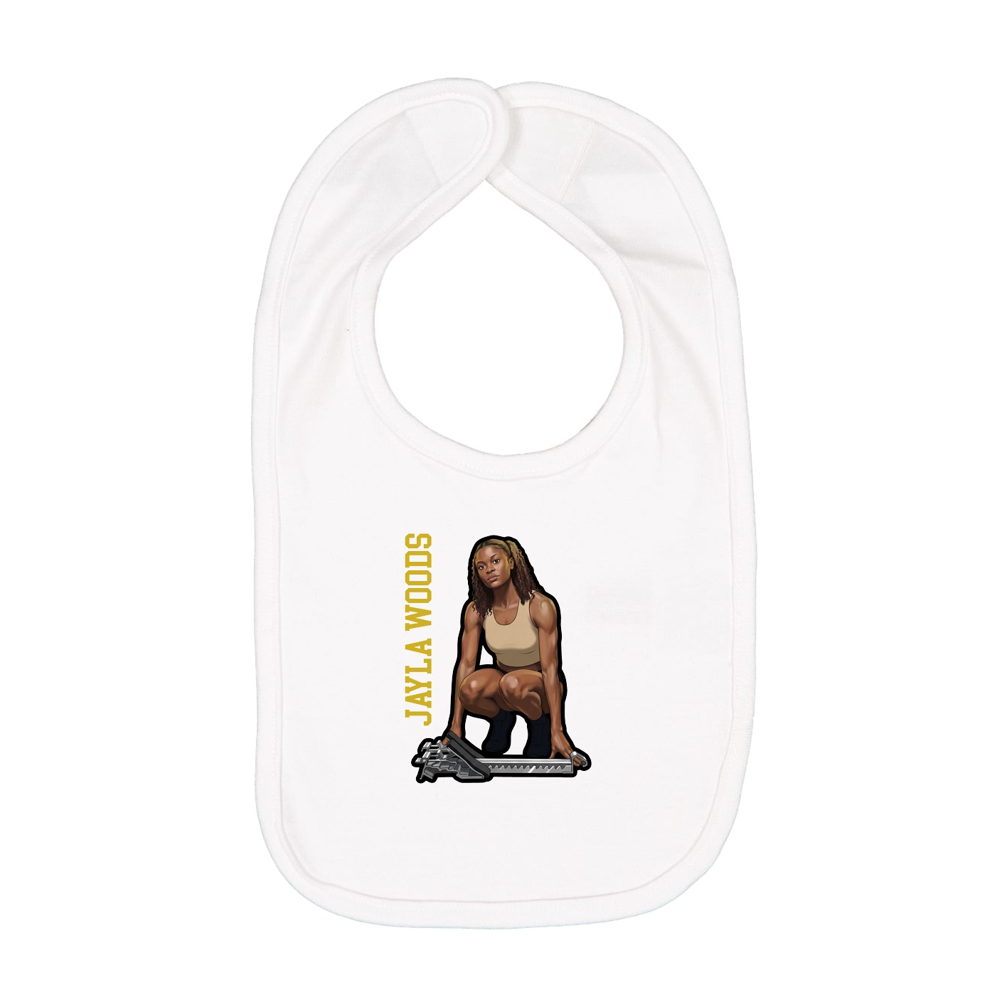 Infant Bib — Name Vertical in White