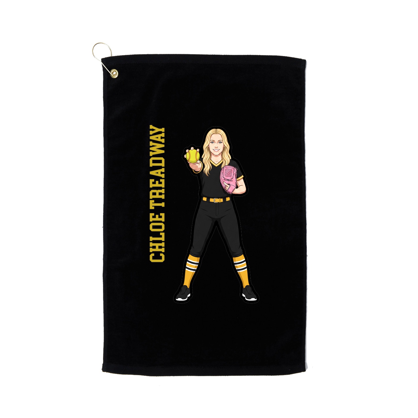 Golf Towel — Name Vertical in Black