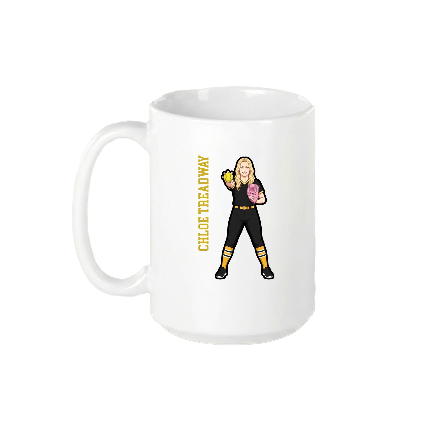 15oz Coffee Mug — Name Vertical in White