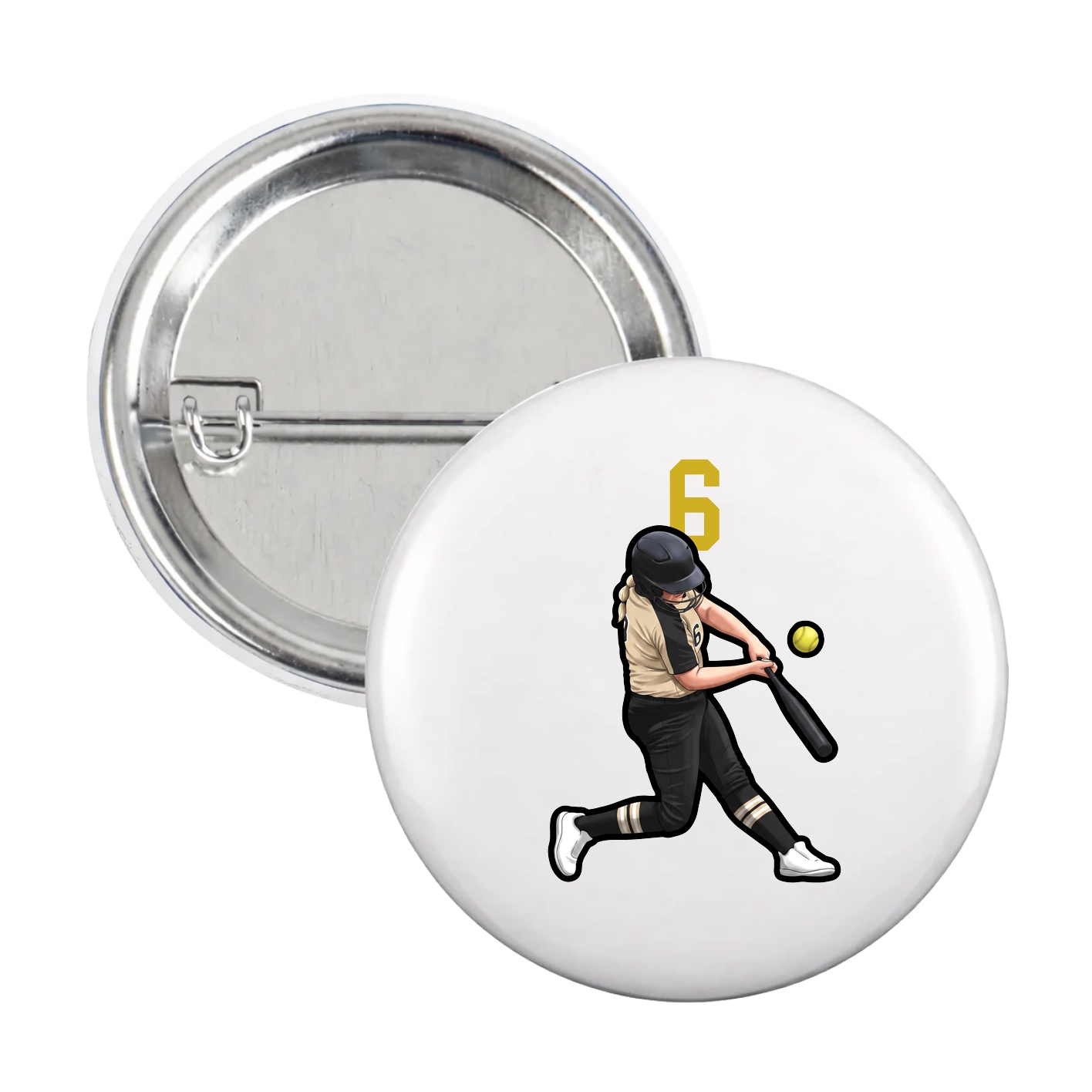 Game Day Button — Number Top in White