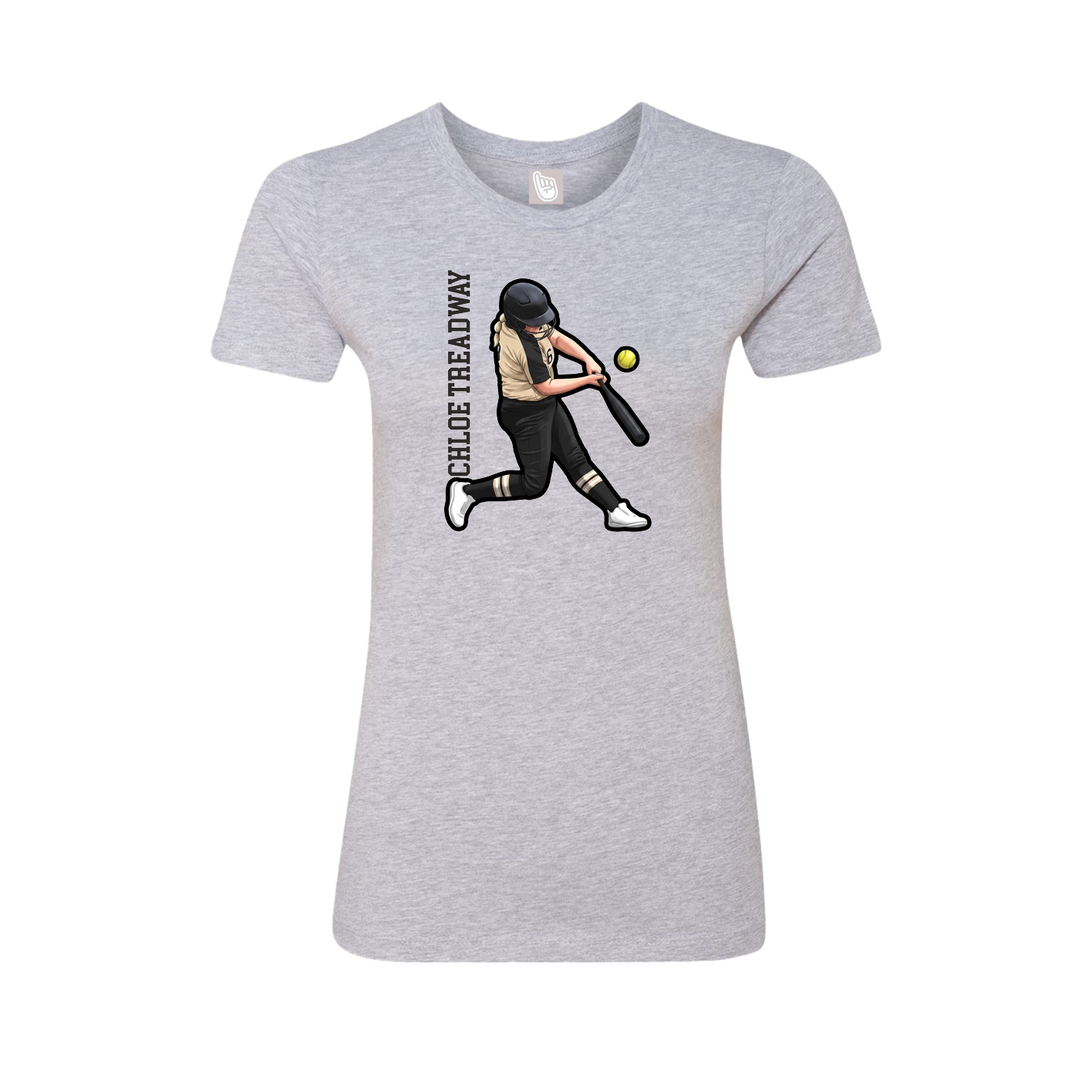 Womens Tee — Name Vertical in Grey