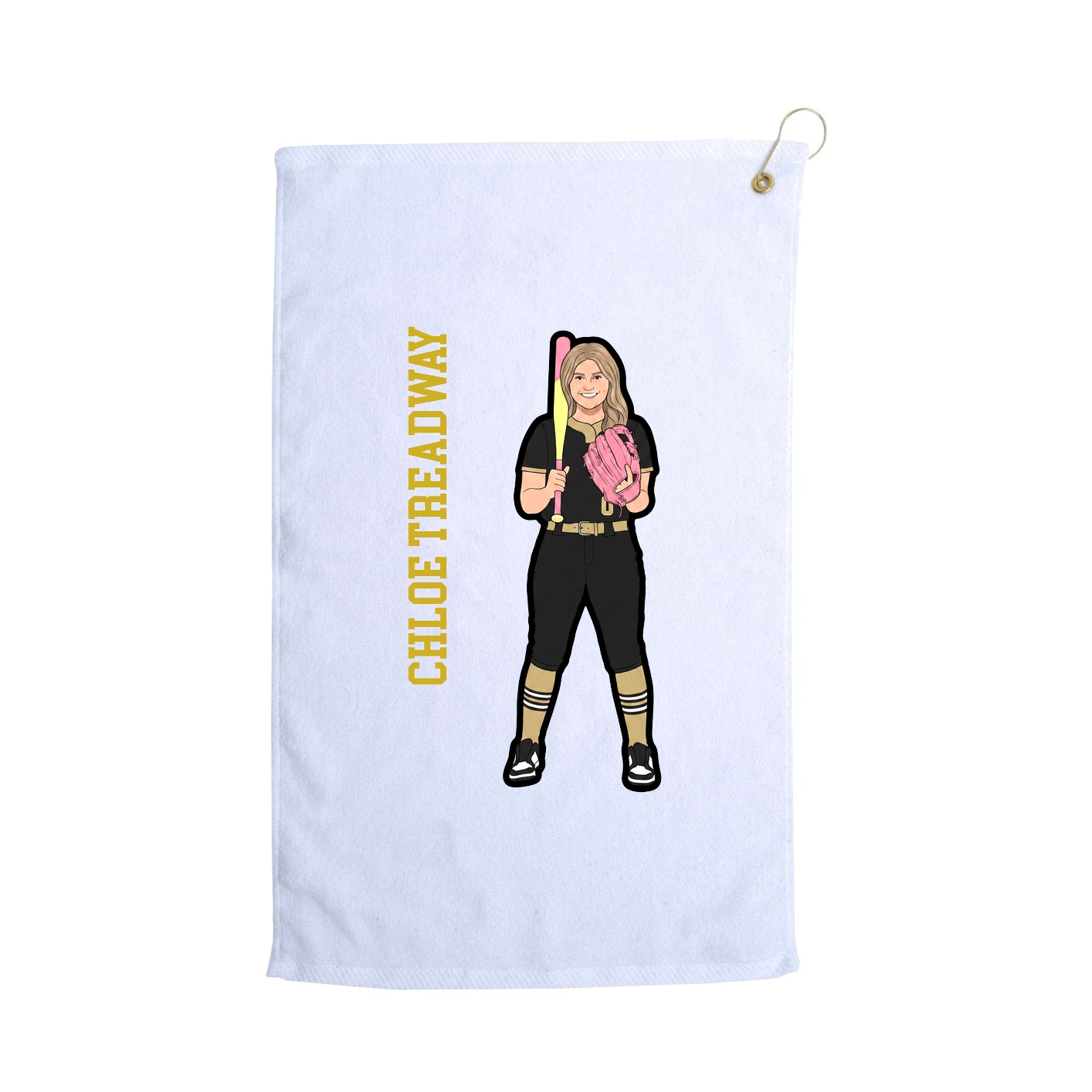 Golf Towel — Name Vertical in White