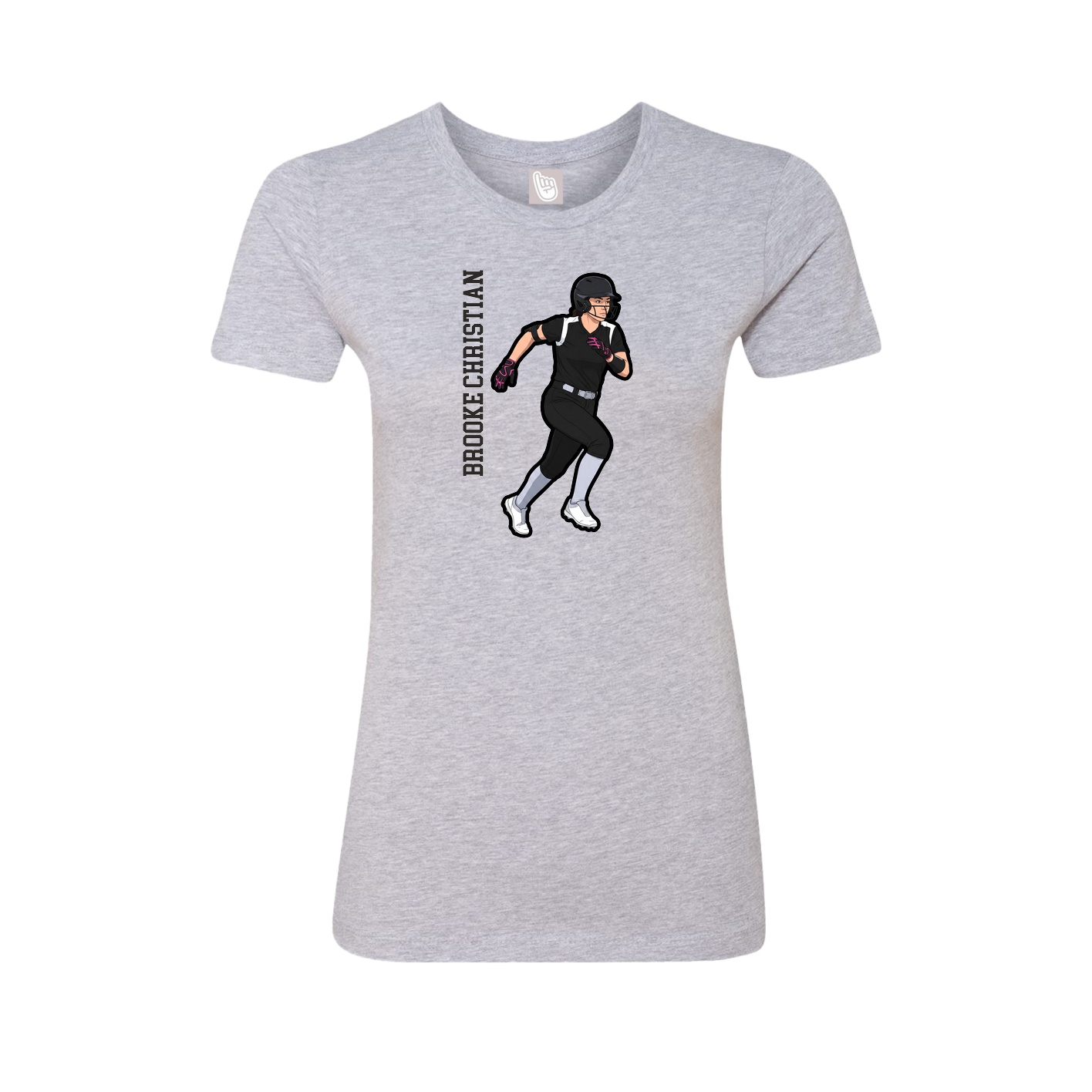 Fitted Women's Tee — Name Vertical in Grey