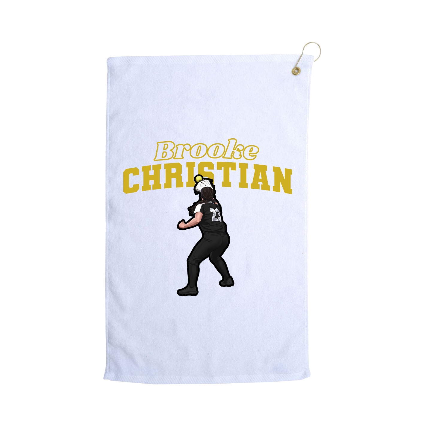 Golf Towel — Name Arch in White