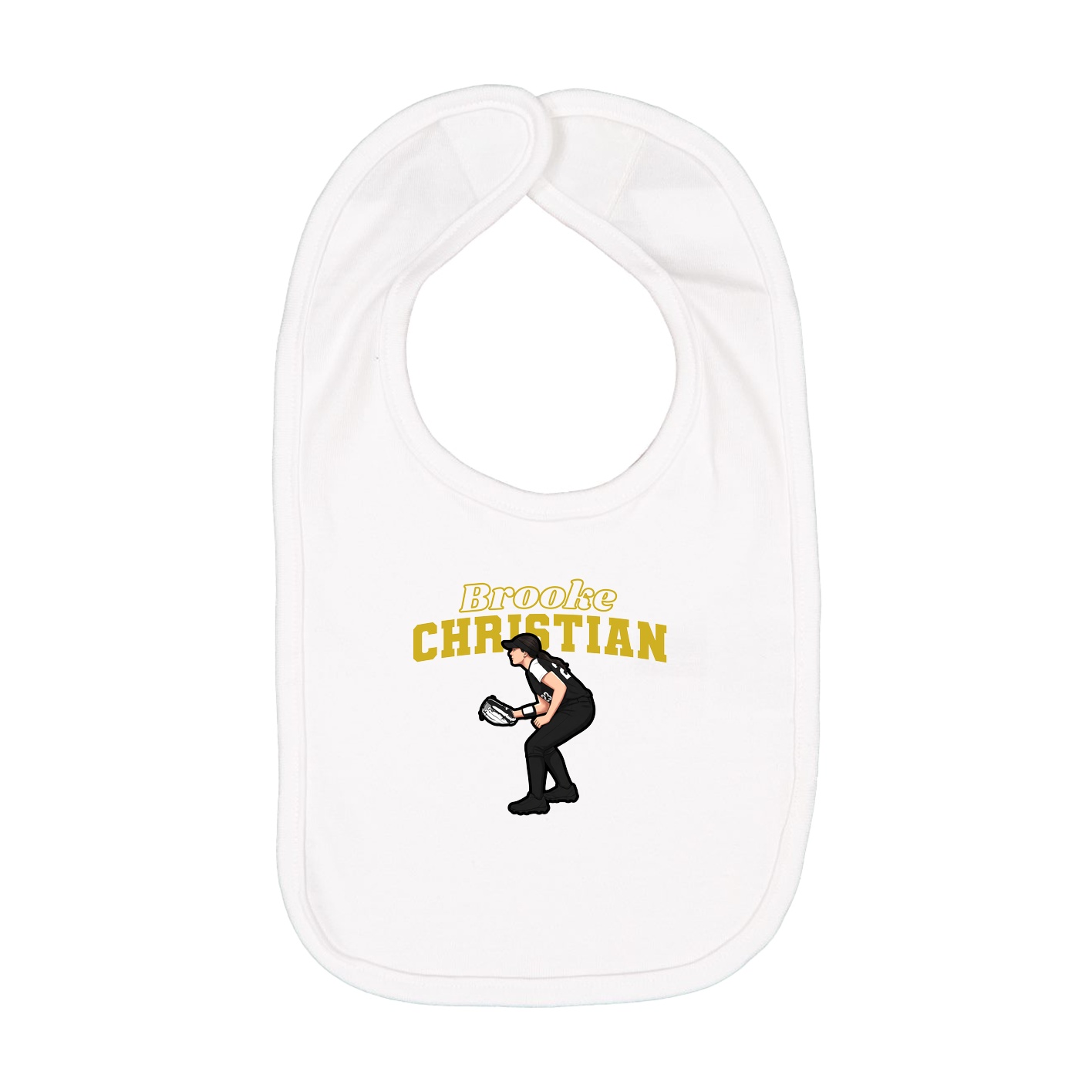 Infant Bib — Name Arch in White