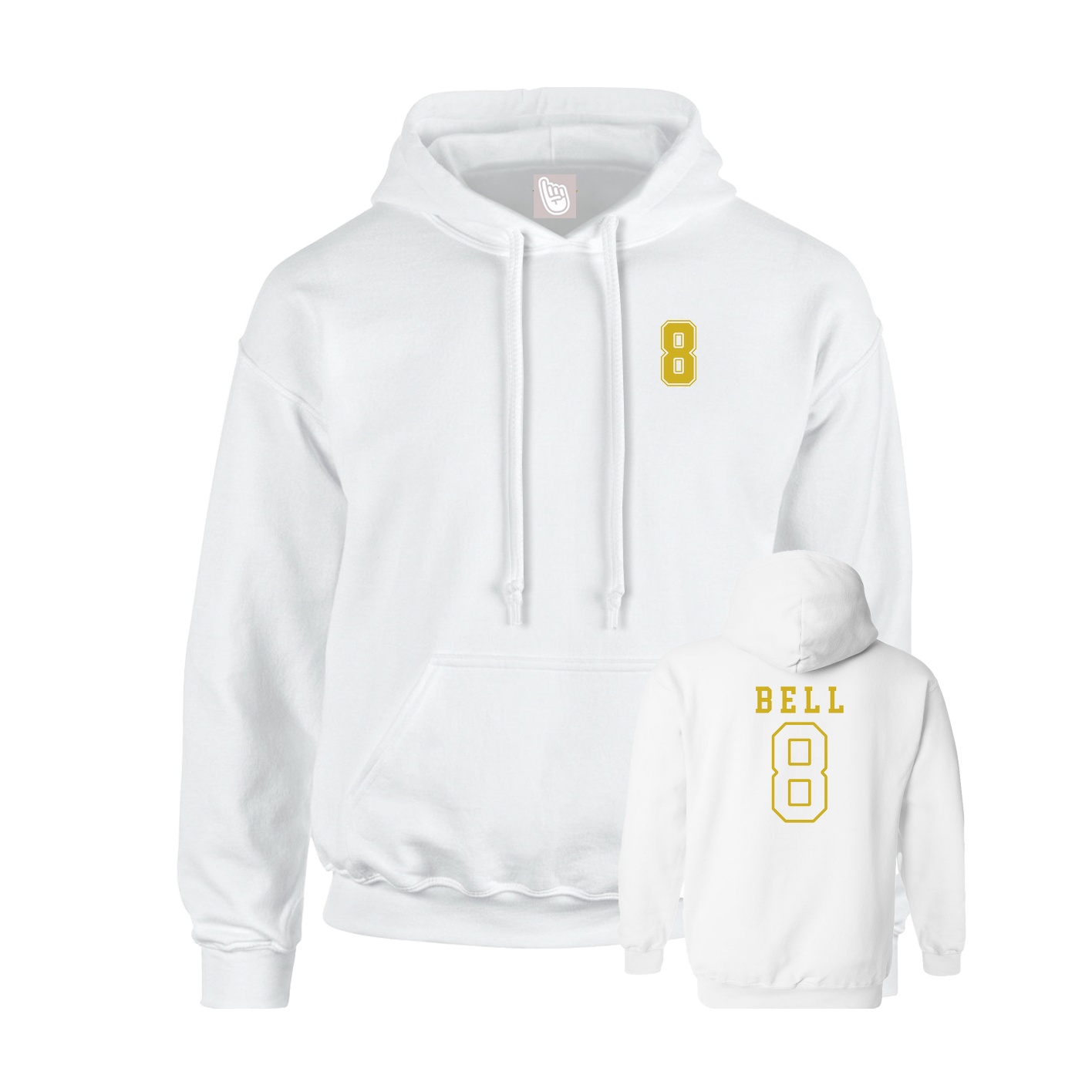 Youth Hoodie — Chest Back in White