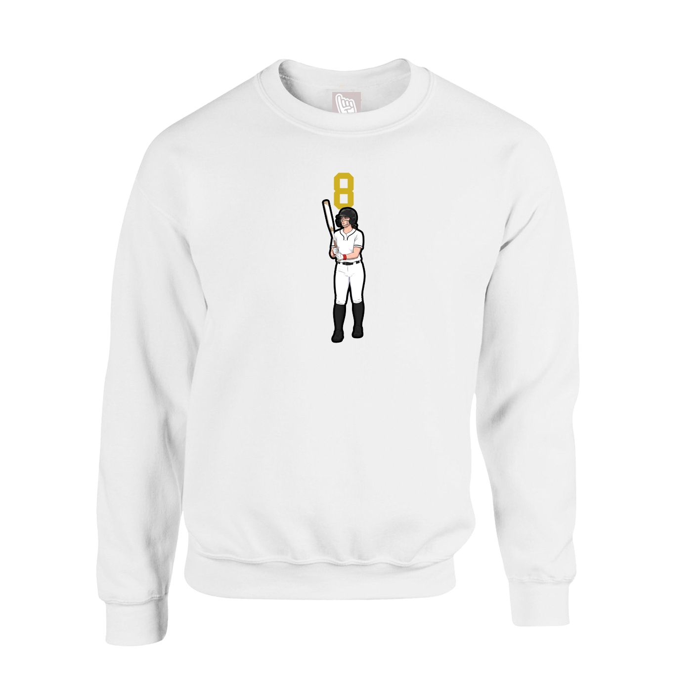 Fleece Crew — Number Top in White