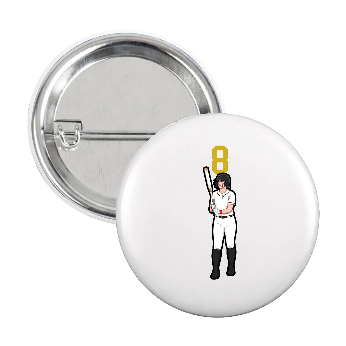 Game Day Button — Number Top in White